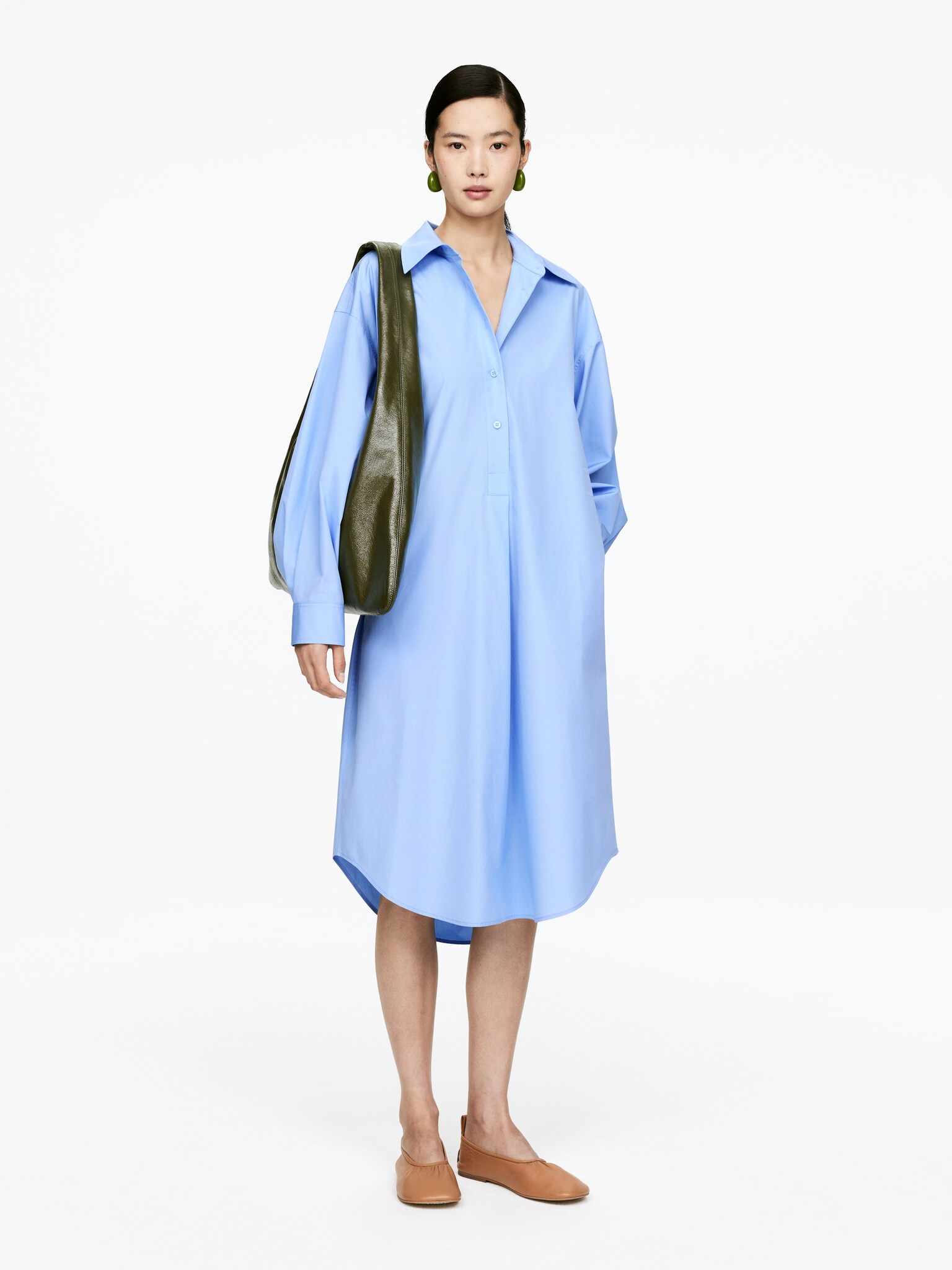 Vestido camisero oversized fit - Azul claro/Rosa empolvado
