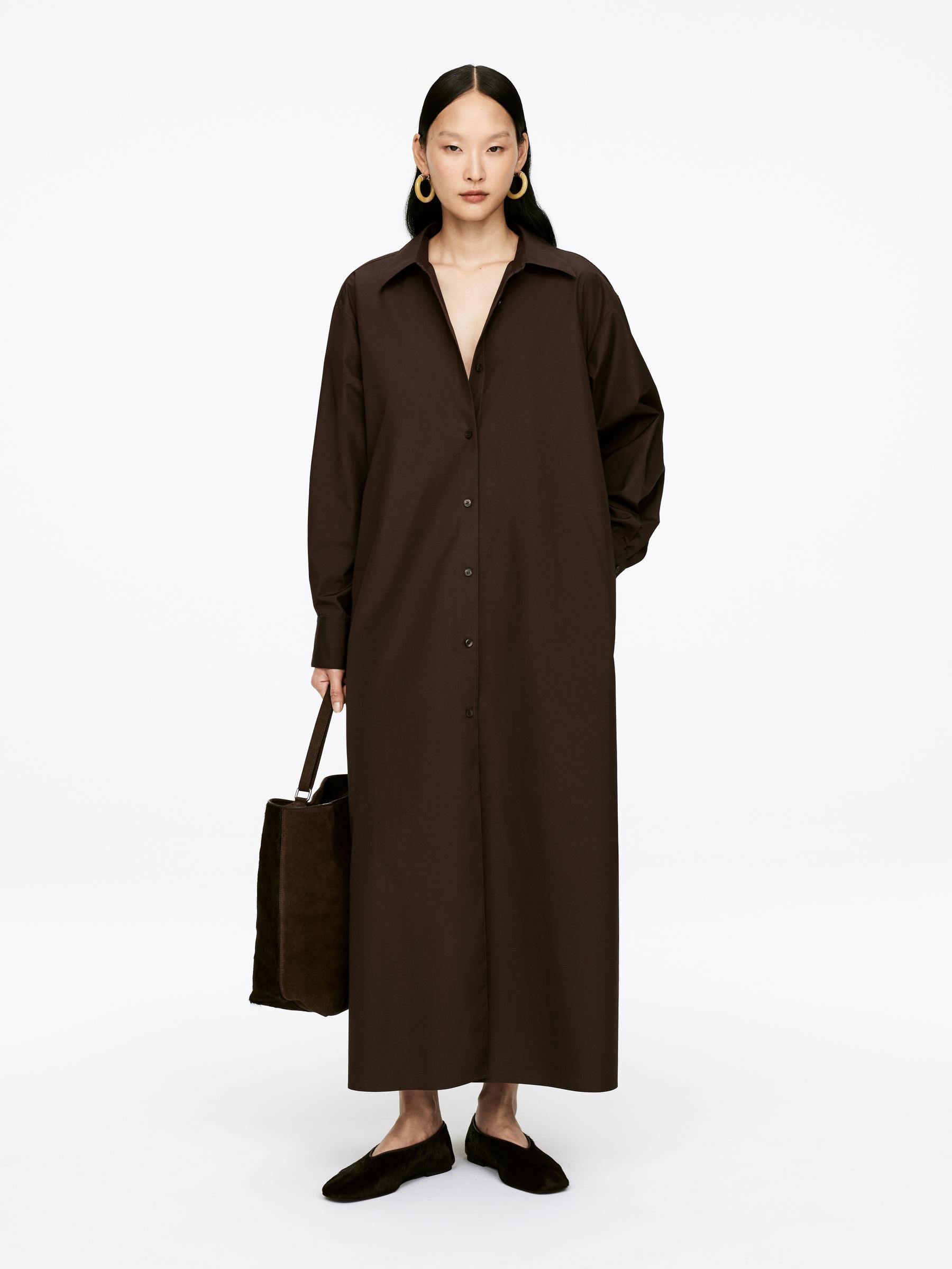 Oversized Shirt Dress - Dark Brown - Oversized - Women - StillMedia/Lookbook - 4