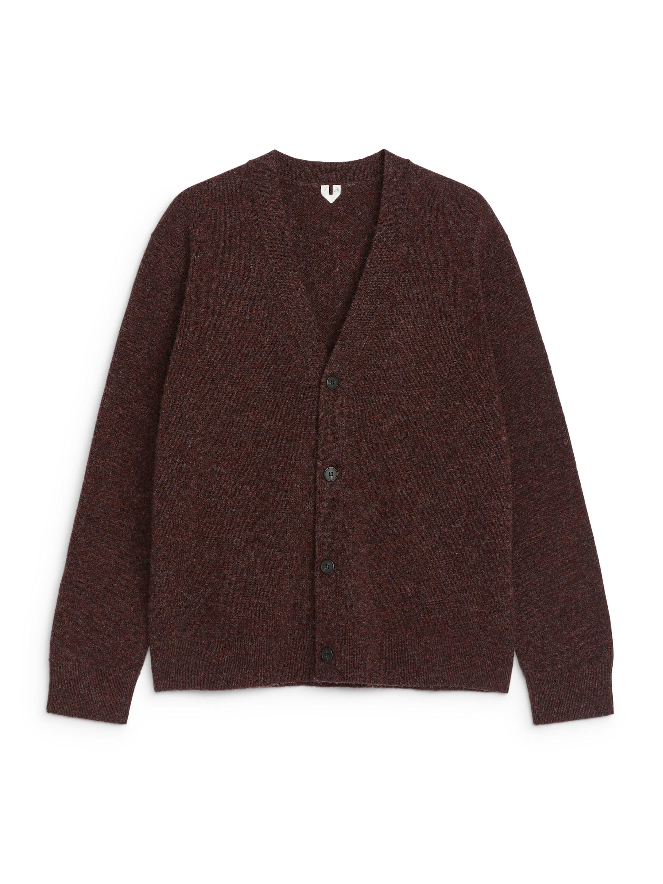 Zobacz większy obraz: Wełniany kardigan z wycięciem w szpic - Ciemnoczerwony - ON | H&M PL 1