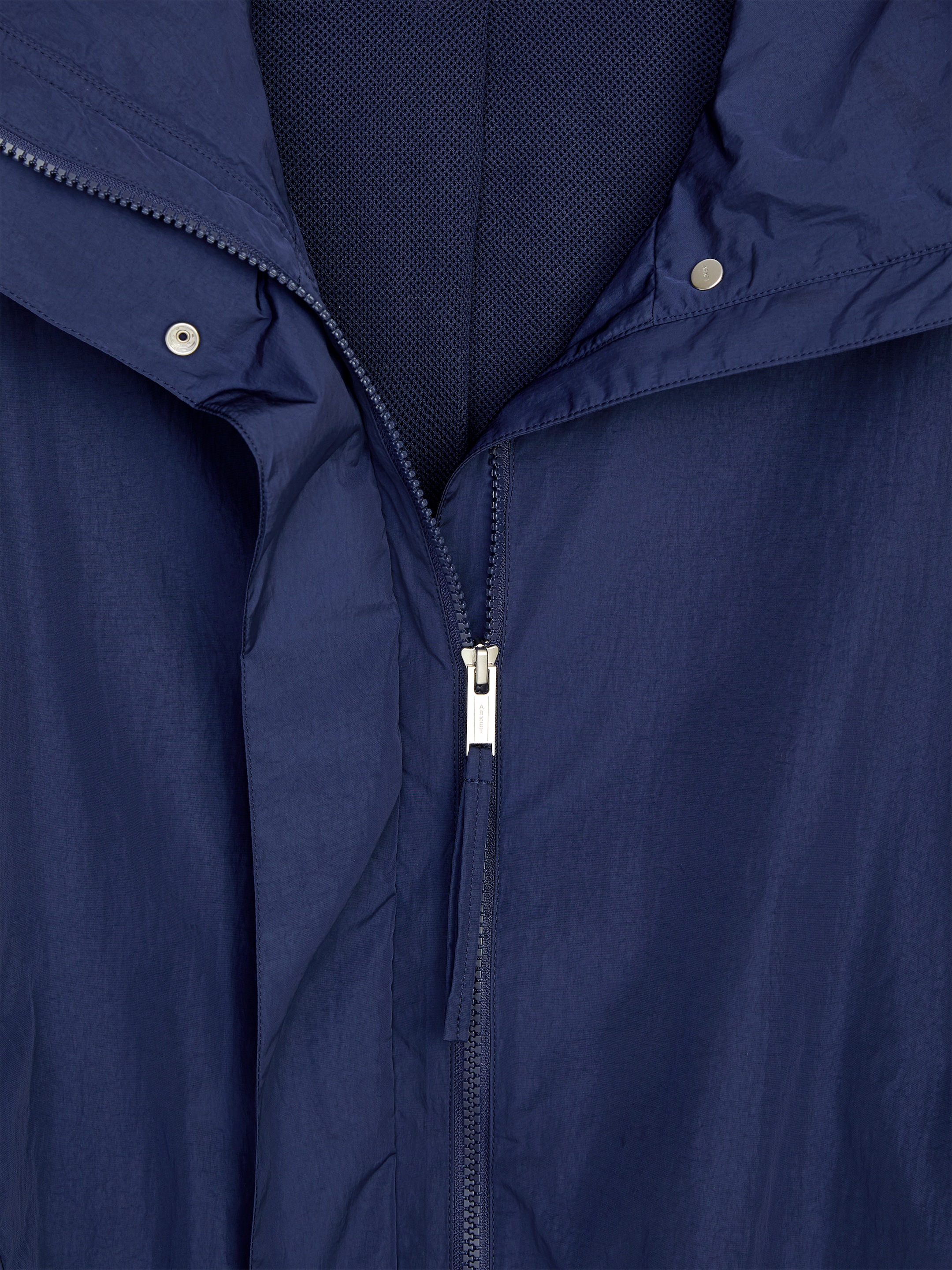 Funnel-Neck Nylon Jacket - Dark Blue - Oversized - women - StillMedia/DescriptiveDetail - 2
