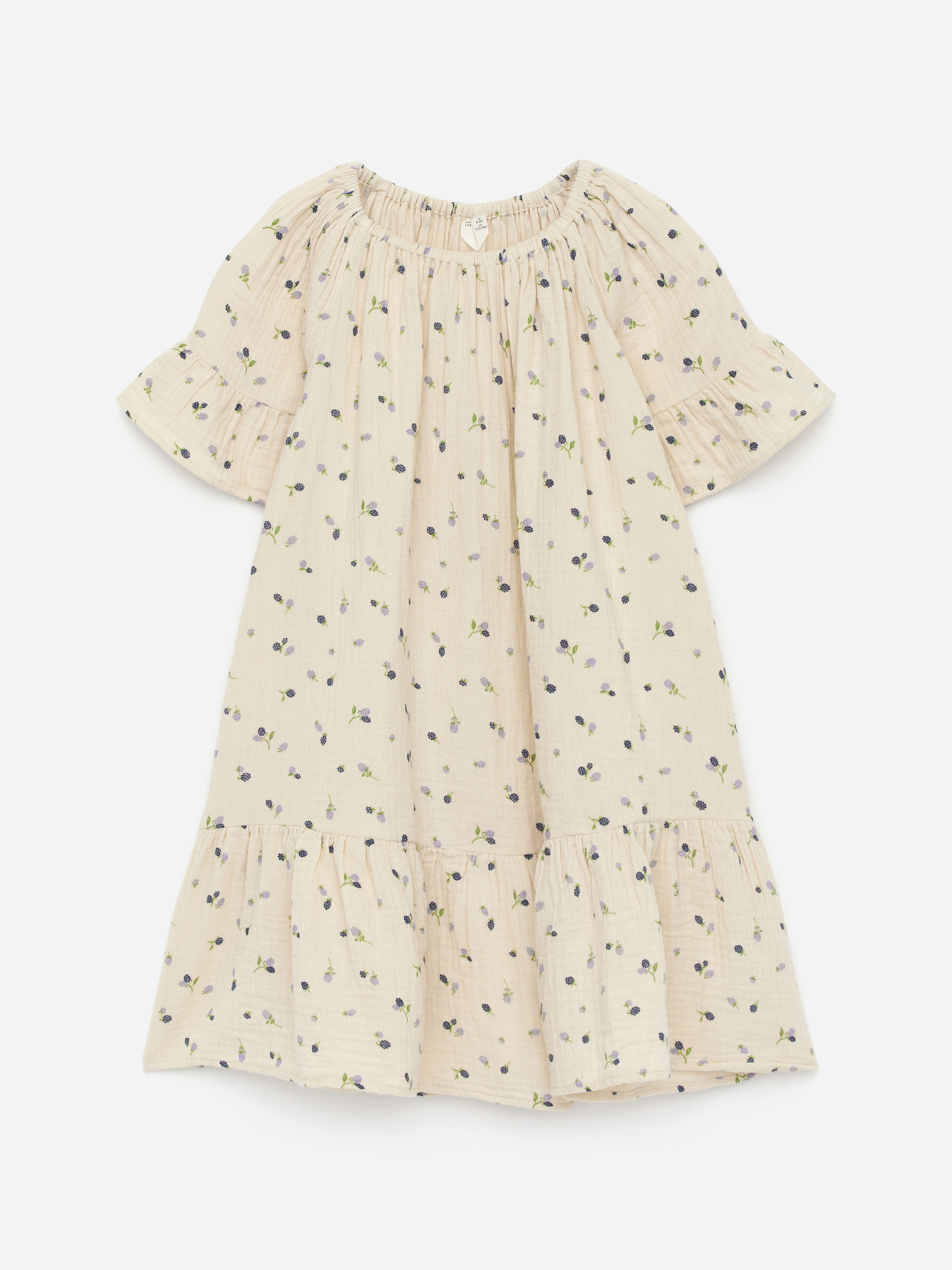 Robe en mousseline de coton-Beige-15061