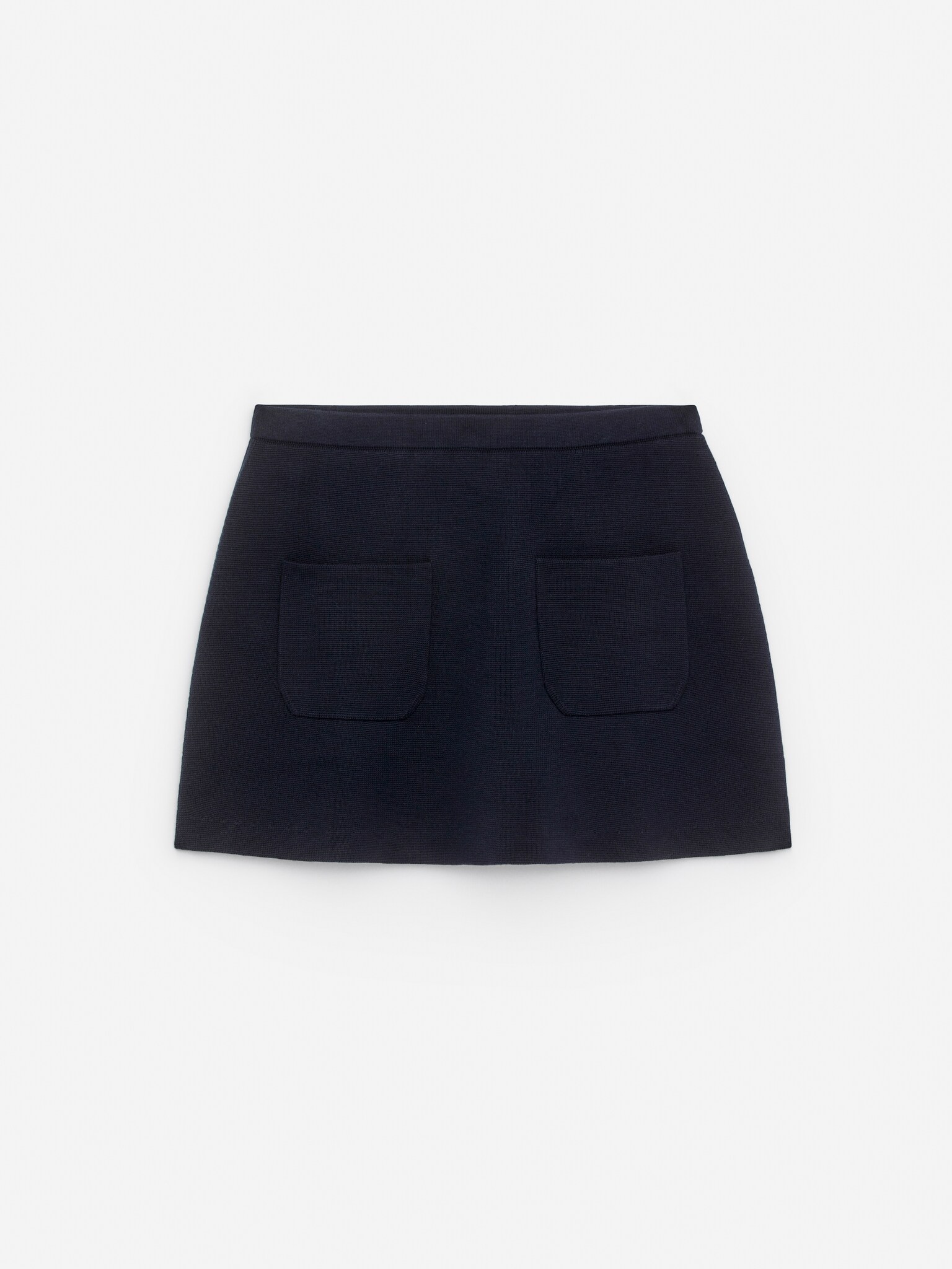 Knitted Mini Skirt - Dark Blue - 2