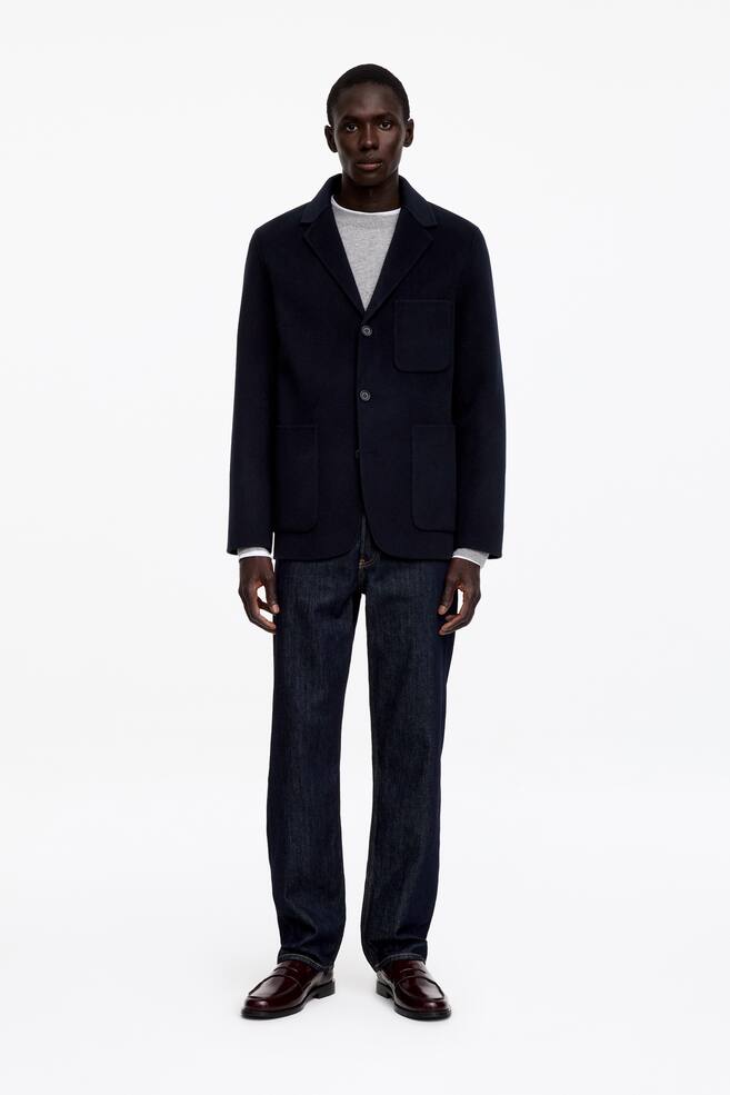 Doubleface-Blazer aus Wolle - Dunkelblau/Dunkelbraun - 1