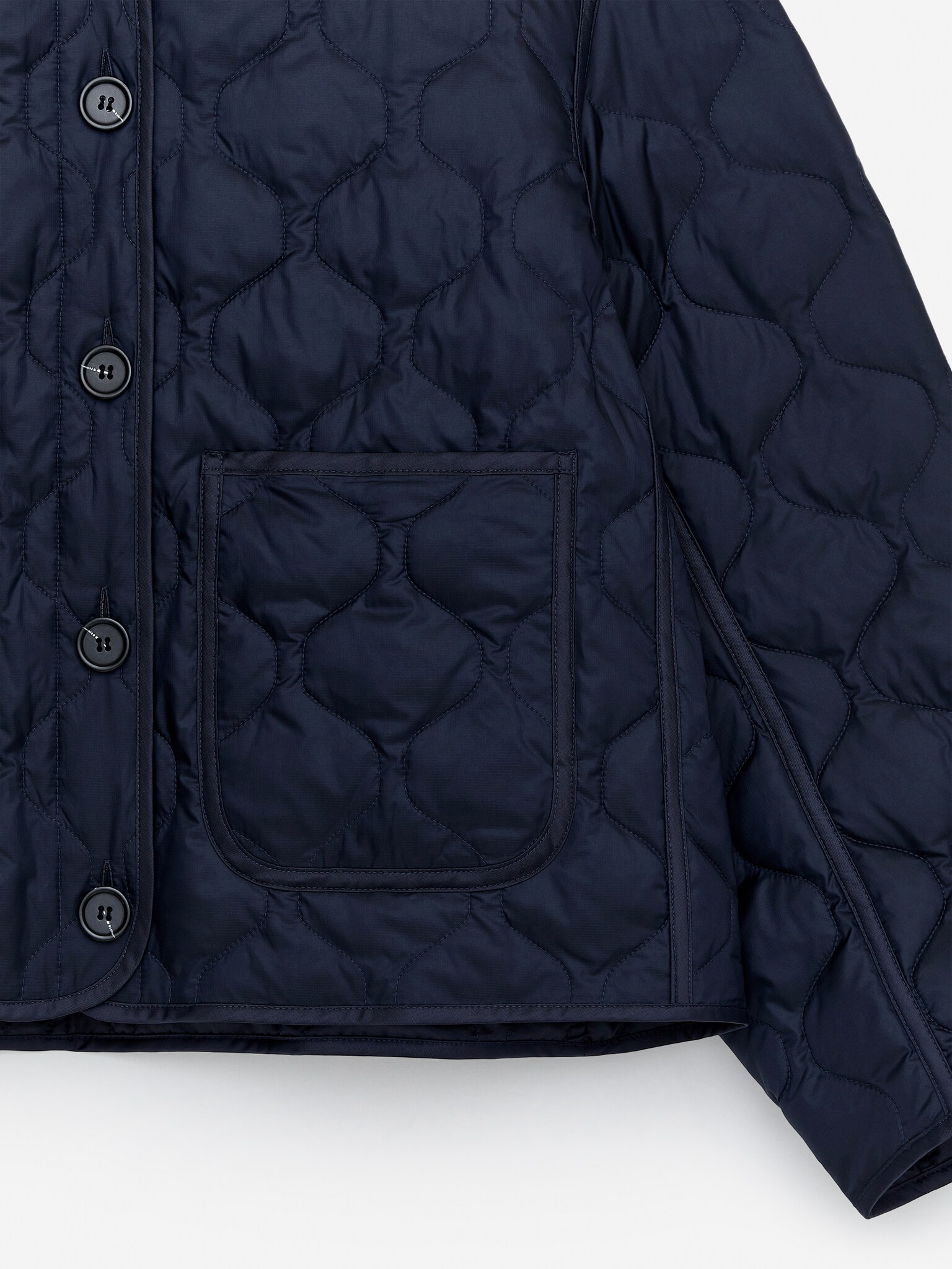 2-in-1 Upcycled Down Liner Jacket - Dark Blue/Khaki Green - 3