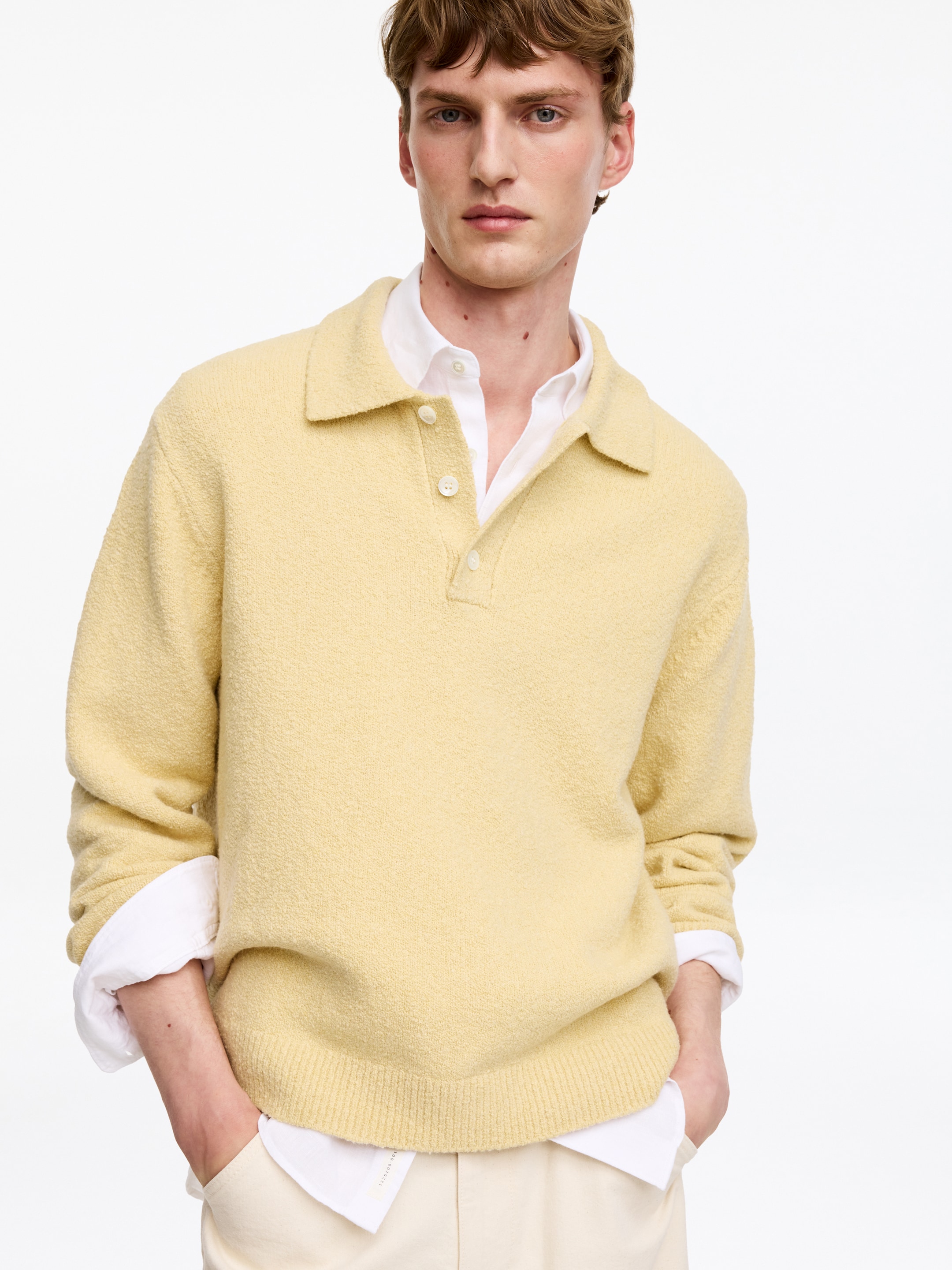 Polo de punto en mezcla de algodón - Amarillo - Corte relajado - Men - StillMedia/Lookbook - 5