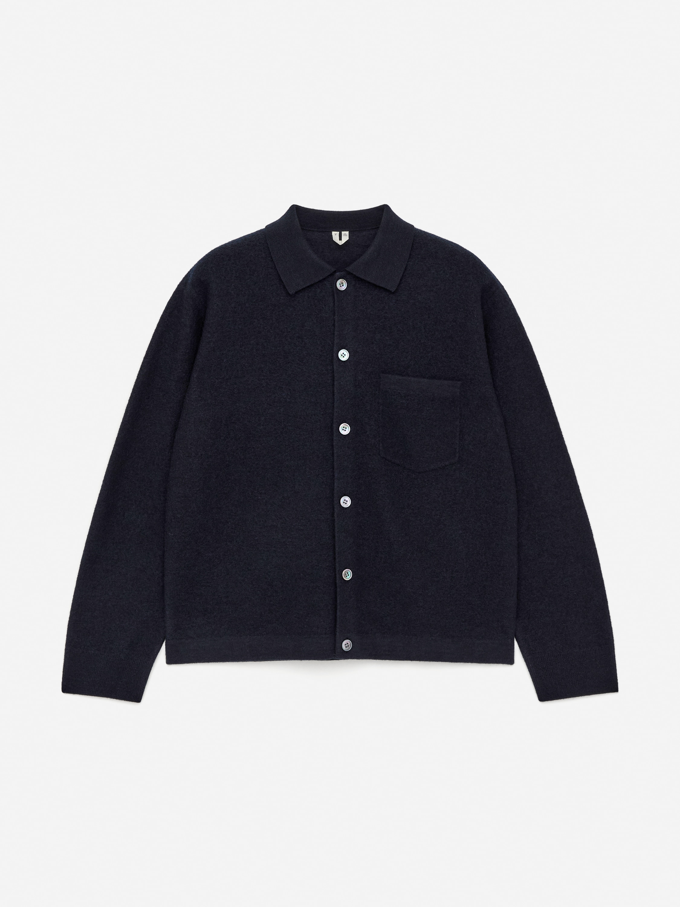 Cardigan in lana cotta - Blu scuro/Marrone/Grigio