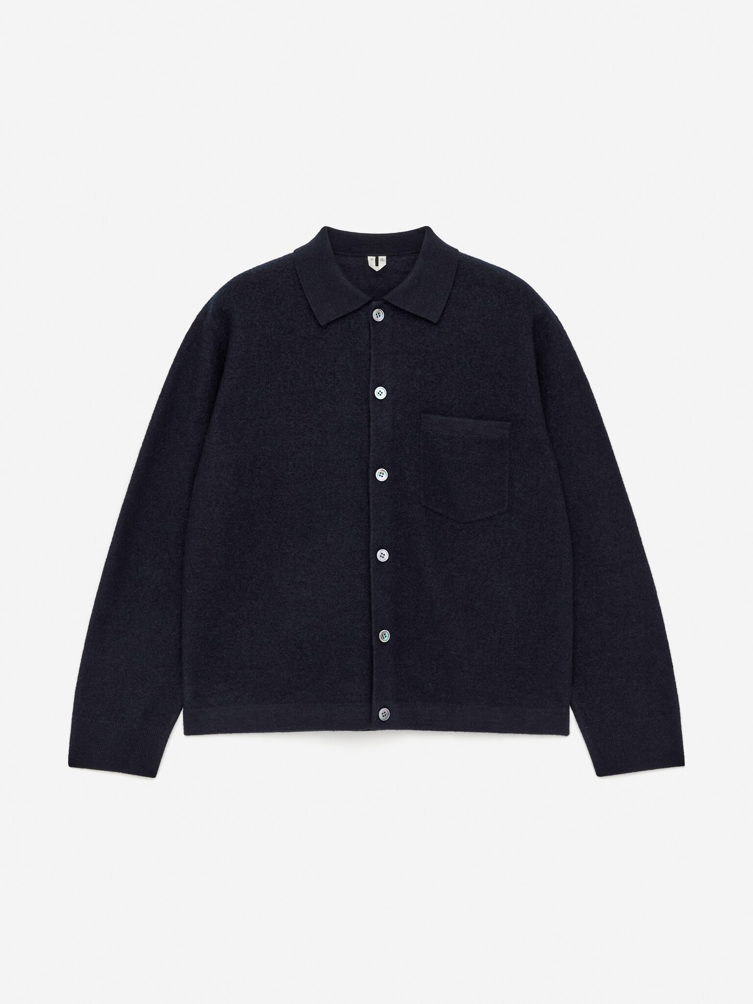 Cardigan en laine bouillie - Bleu foncé/gris/Marron - 2