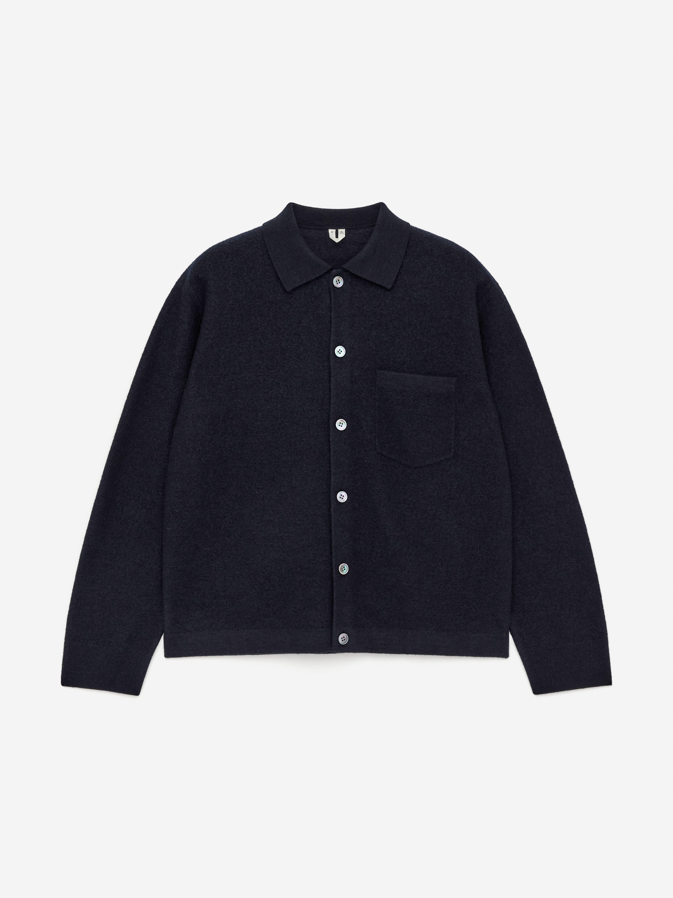 Strickjacke aus Wollwalk-Blau-17108