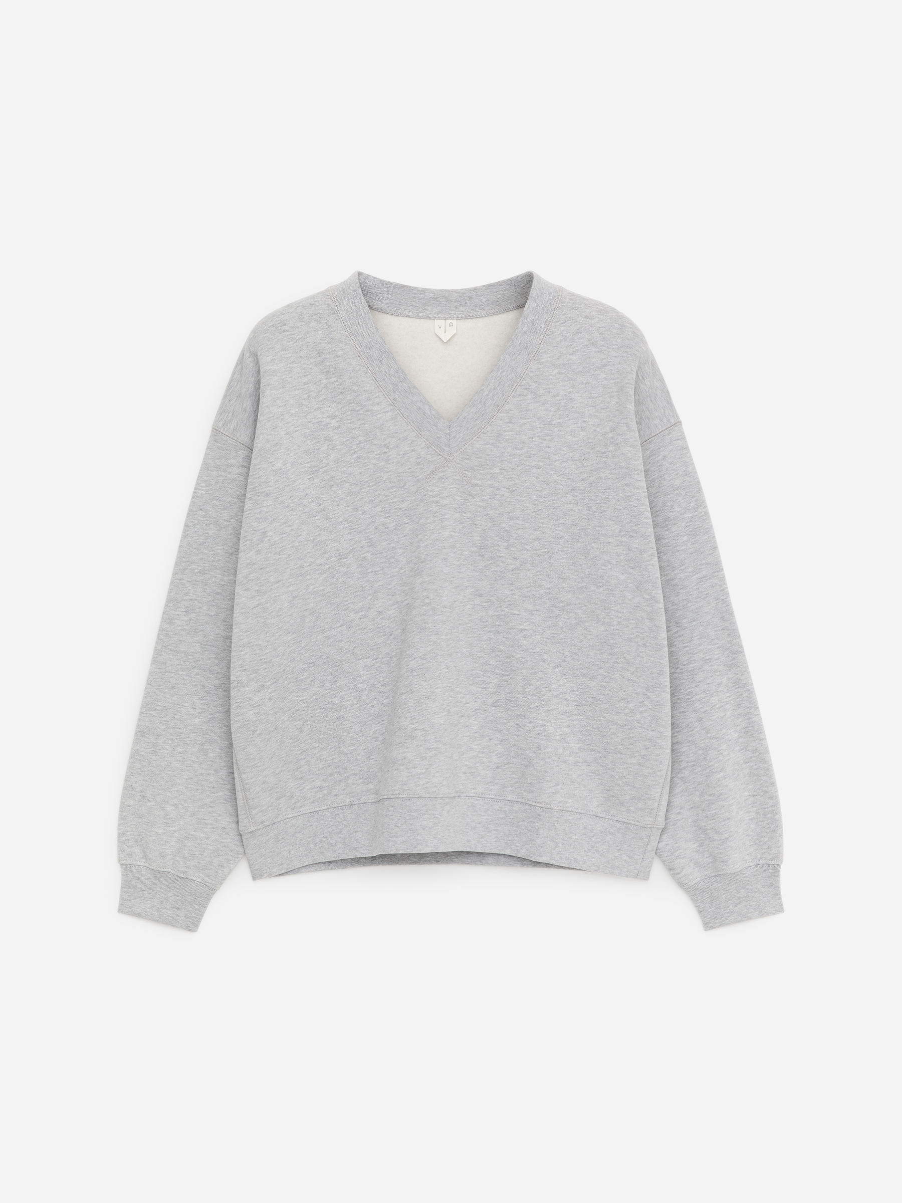 V-Neck Sweatshirt - Grey Melange - Loose fit - Women - StillMedia/DescriptiveStillLife - 2