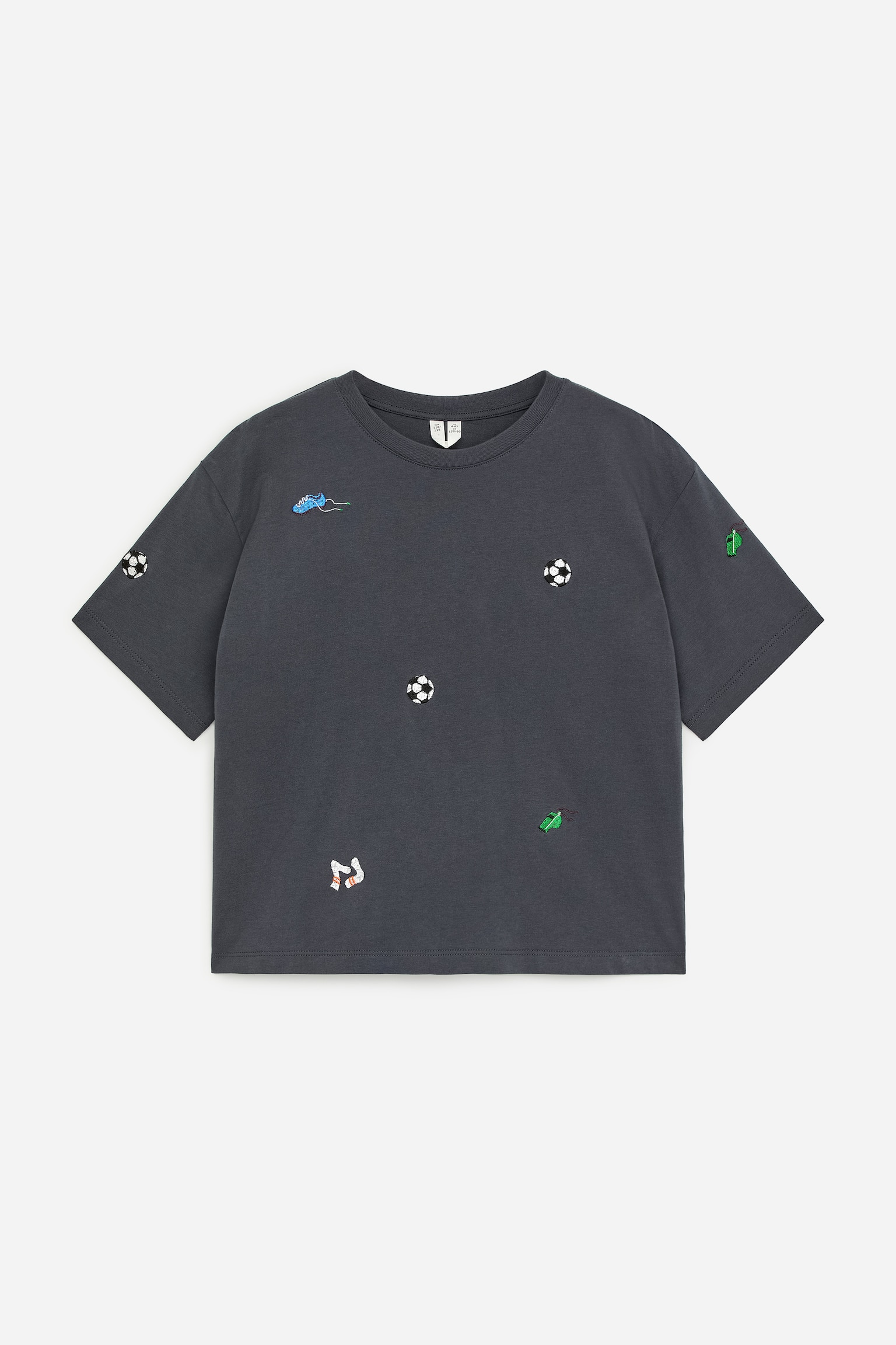 Besticktes T-Shirt - Dunkelgrau/Grau - 1