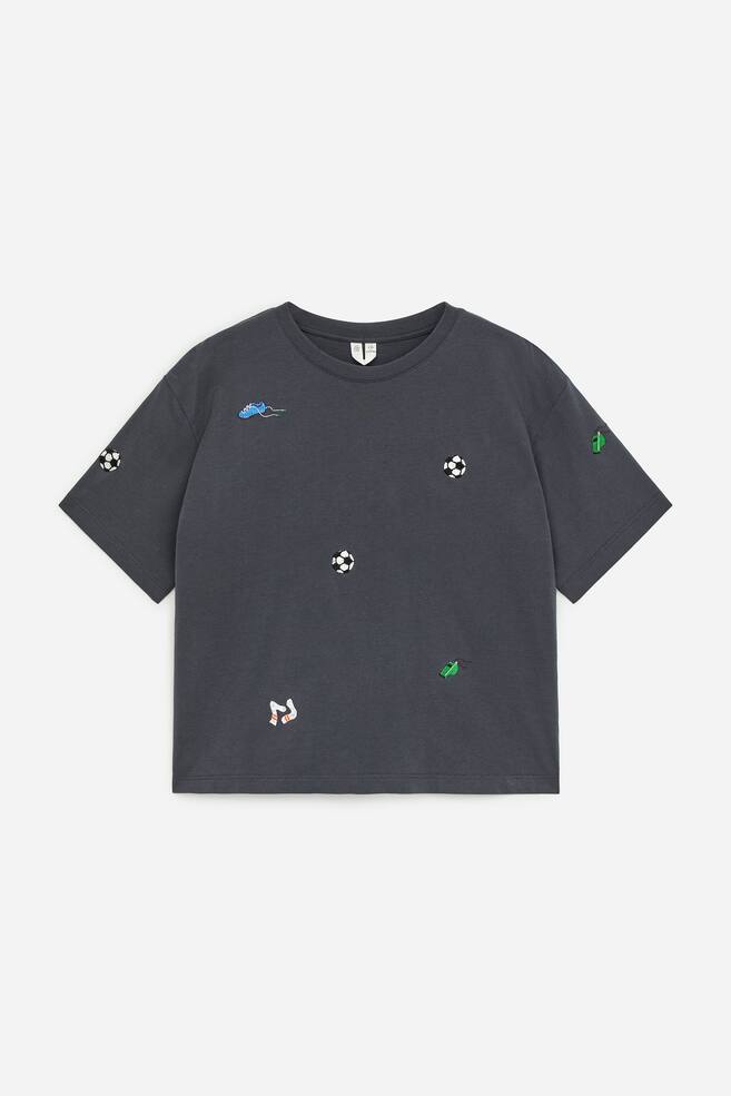Embroidered T-Shirt - Dark Grey/Grey/Grey - 1
