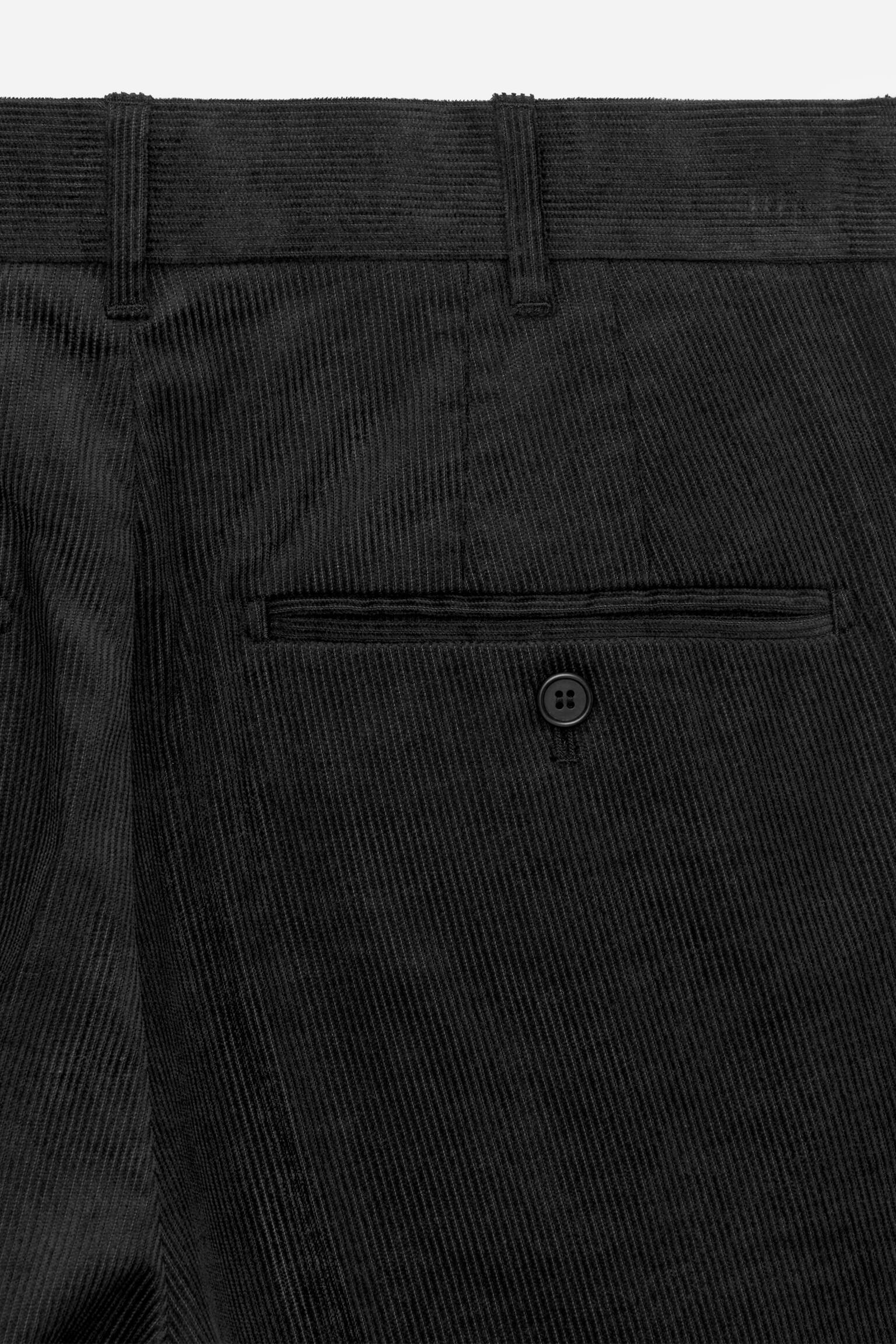 Uvolněné manšestrové kalhoty - Černá/Zelená - 4