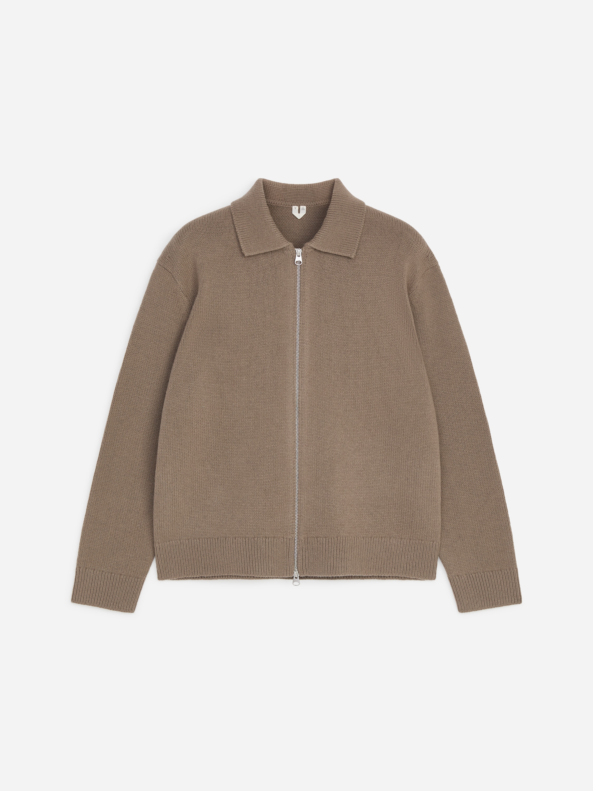 Cardigan in lana con cerniera - Beige/Verde bosco