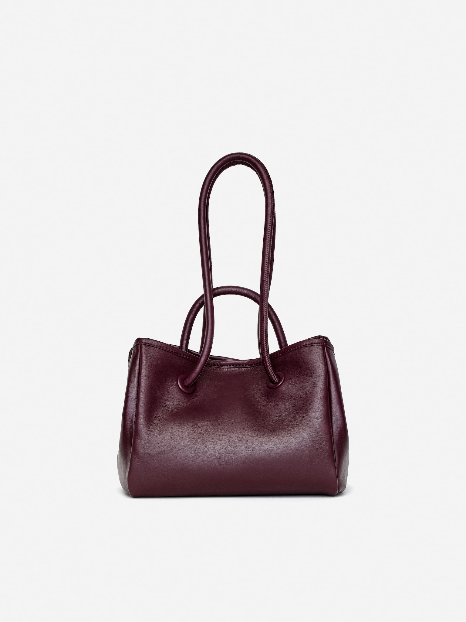 Crossbody Leather Bag - Dark Red - 2
