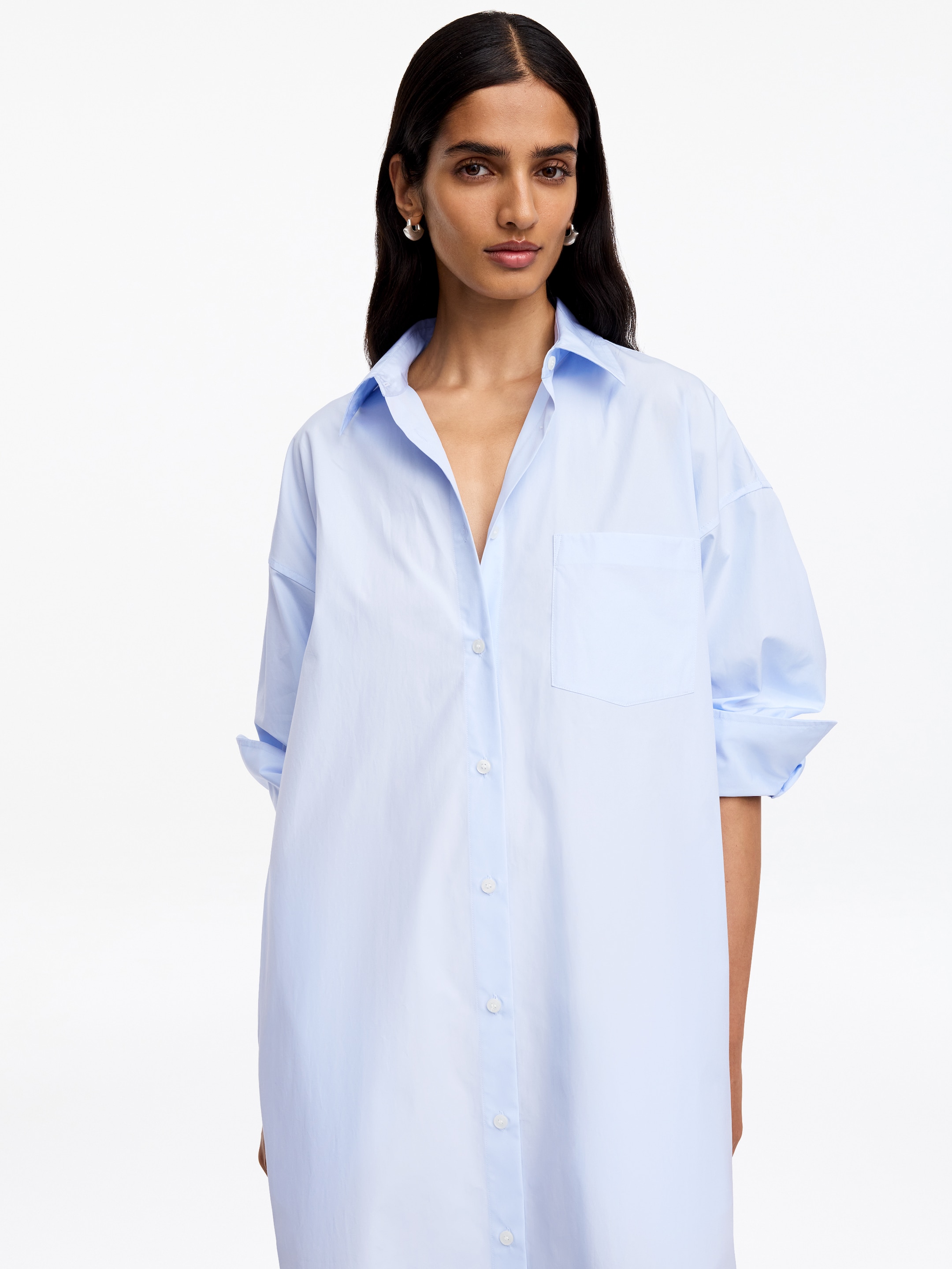 Cotton Shirt Dress - Light Blue - Regular fit - Women - StillMedia/Lookbook - 4