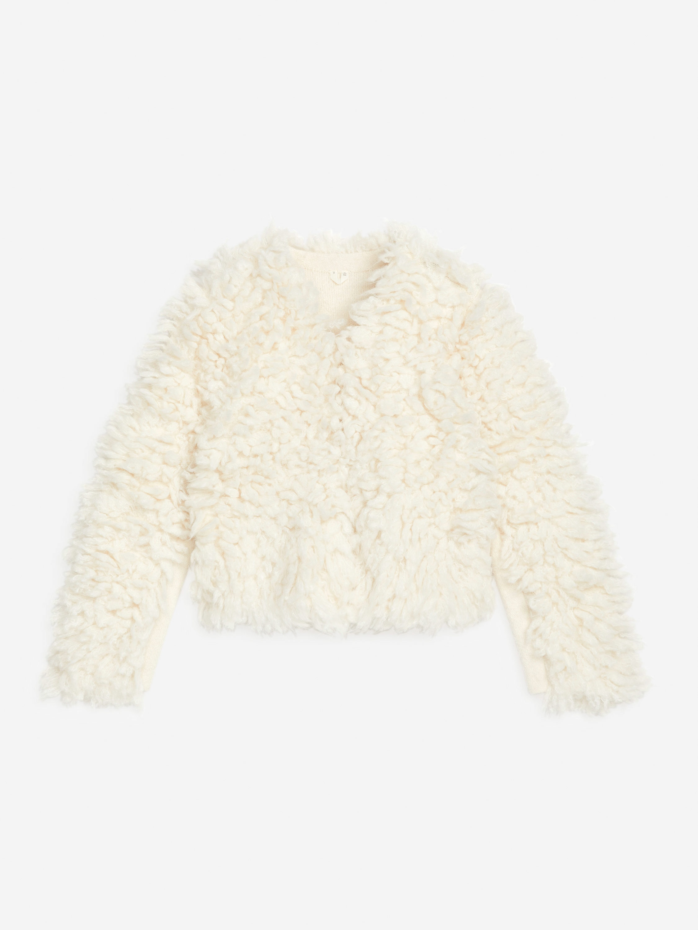 Faux Fur Cardigan-White-12535