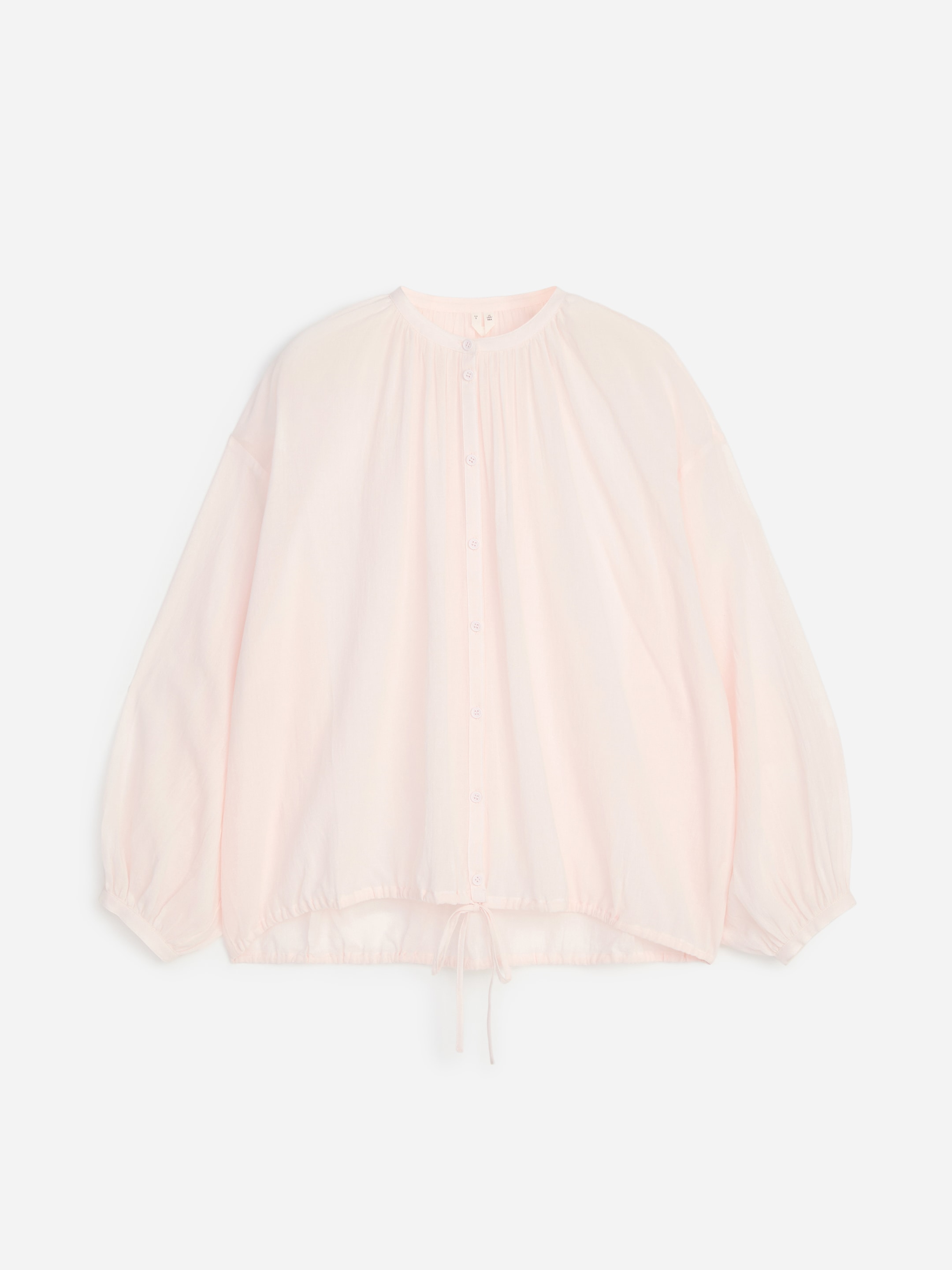Crepe Drawstring Blouse - Light Pink - Loose fit - Women - StillMedia/DescriptiveStillLife - 1