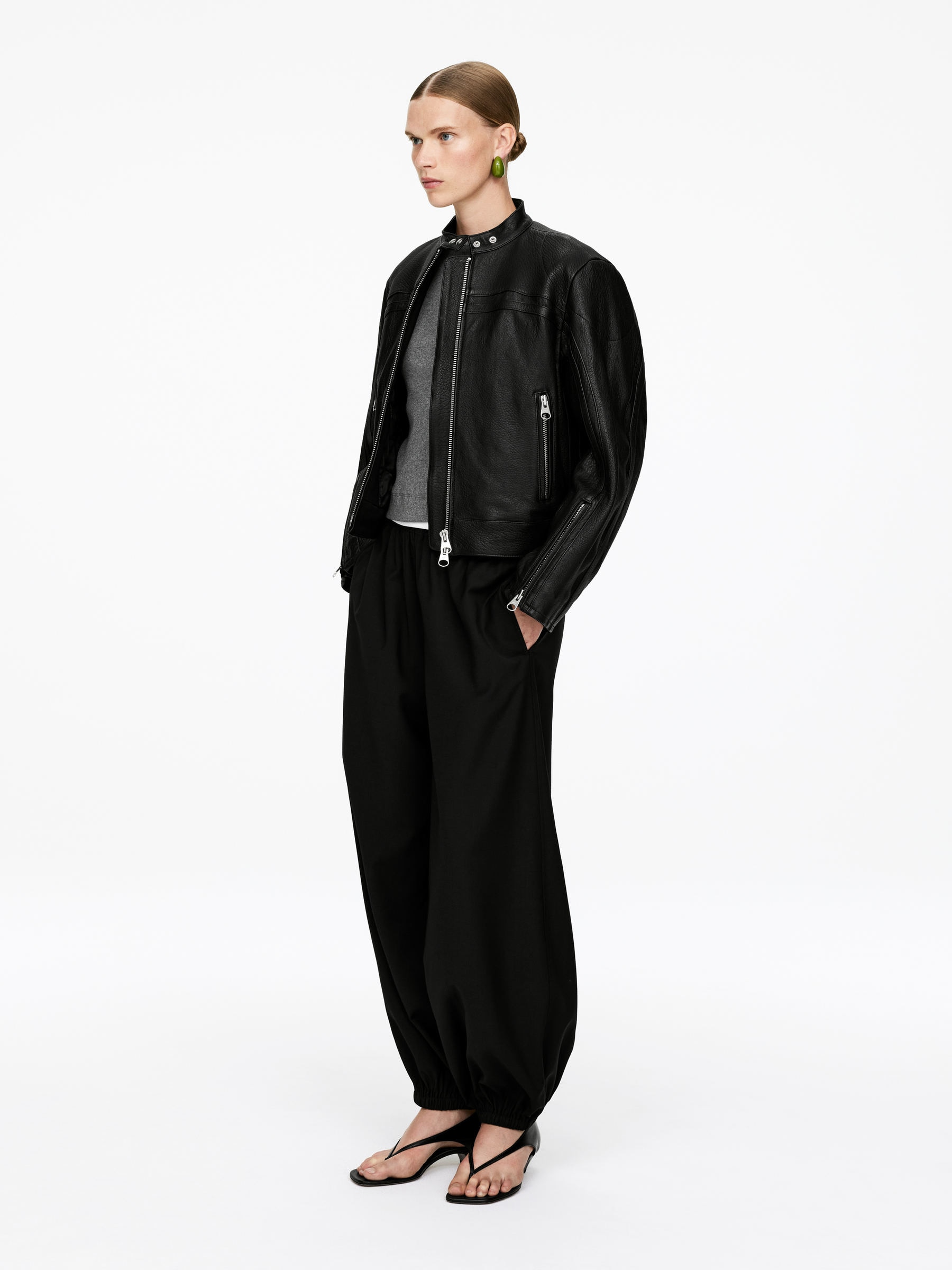 Veste de course en cuir - Noir - Regular fit - Femme - StillMedia/Lookbook - 14