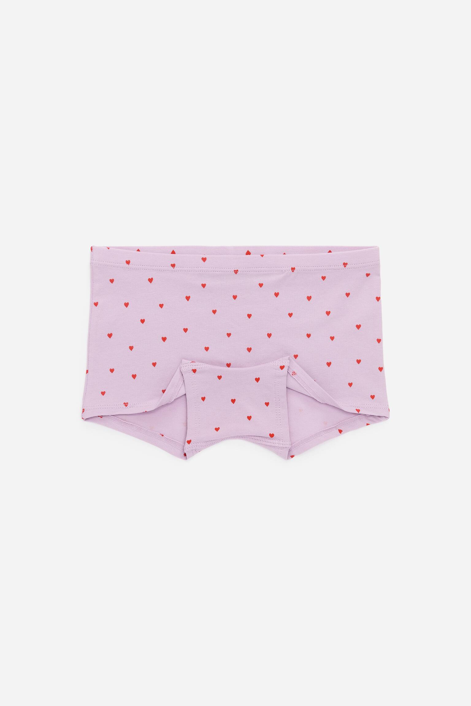 Trosor i bomullstrikå, 3-pack - White/Red/Lilac/Lila/grön/hjärtan - 2