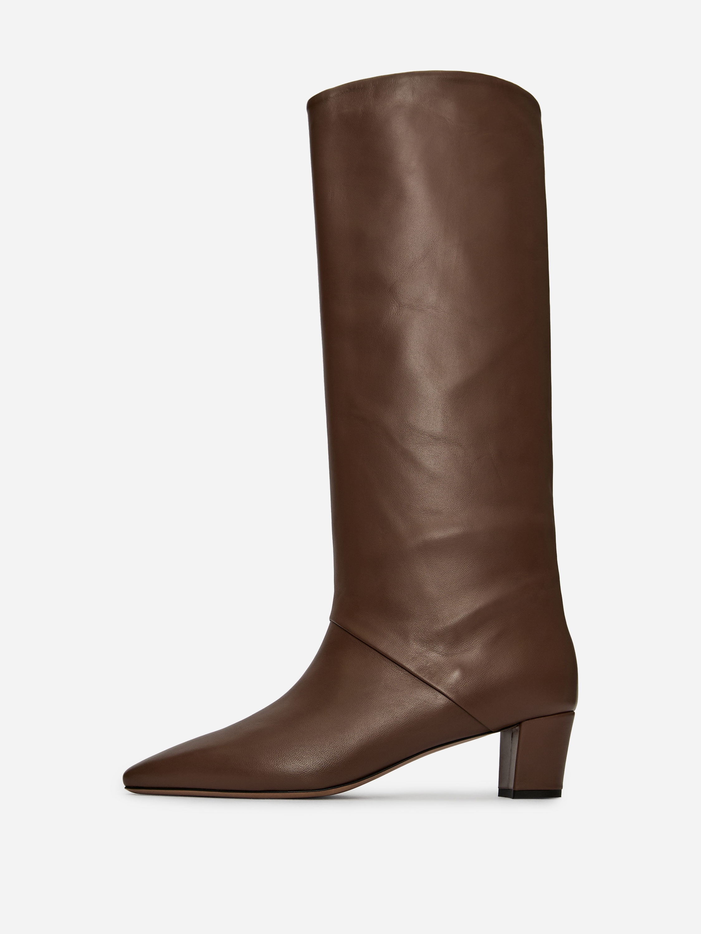 Mid-Calf Leather Boots - Dark Brown - Women - StillMedia/DescriptiveStillLife - 5