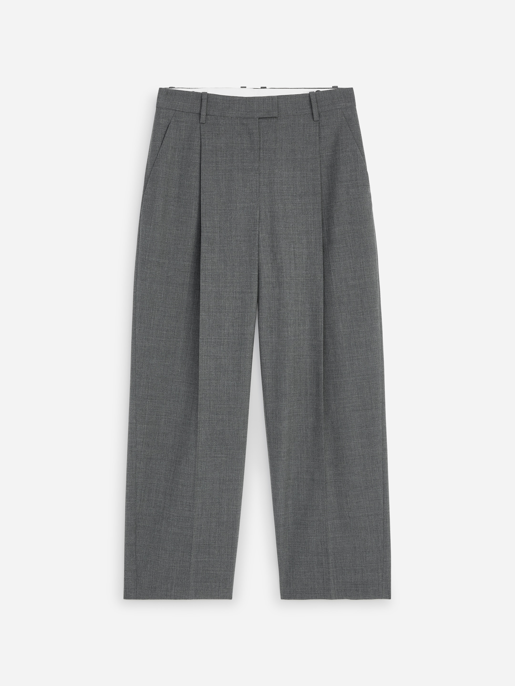 Pleated Wool-blend Trousers-#494A4F-20282