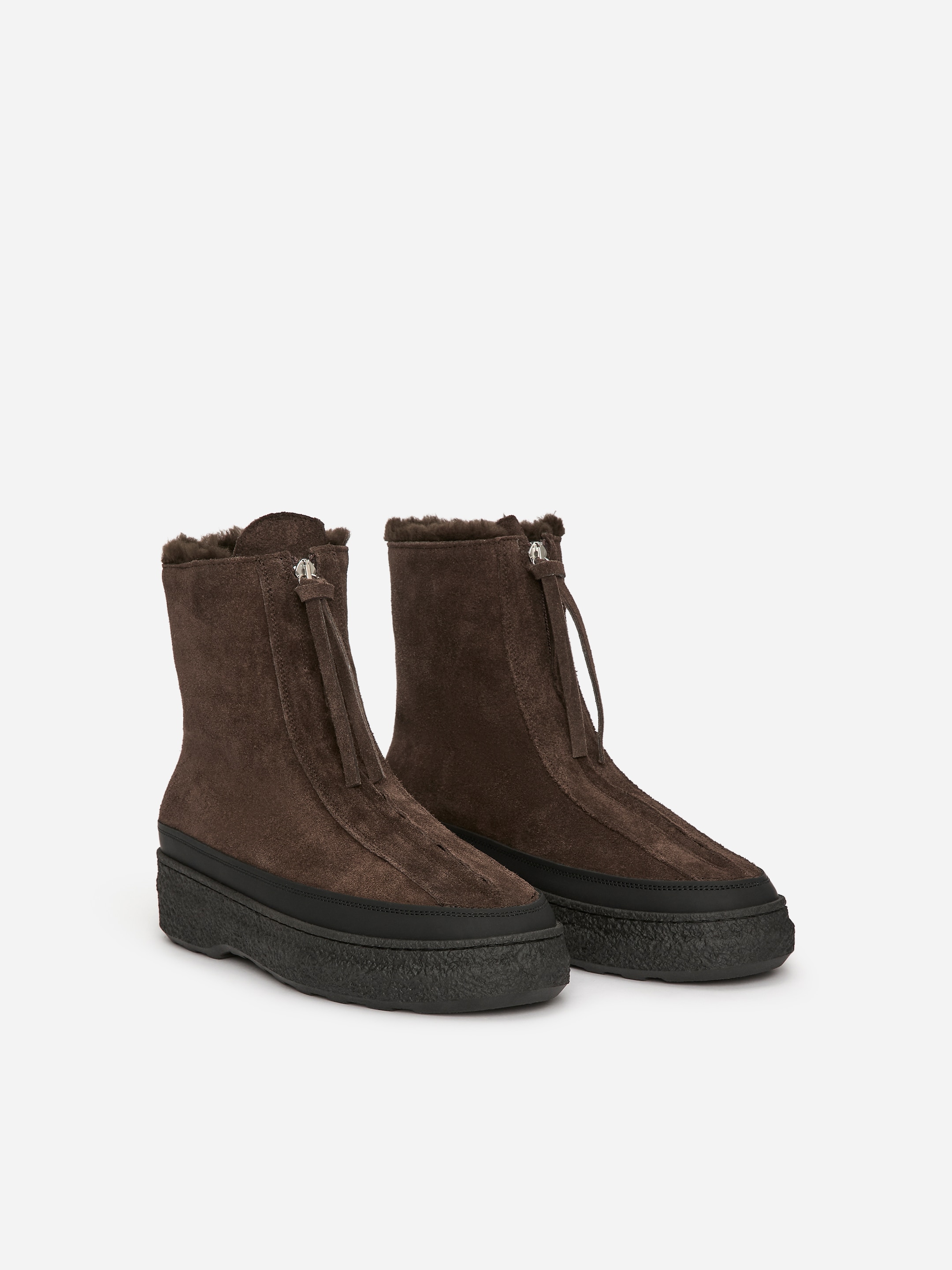 Agrandir l'image: Bottes compensées en daim - Marron foncé - FEMME | H&M CH 8