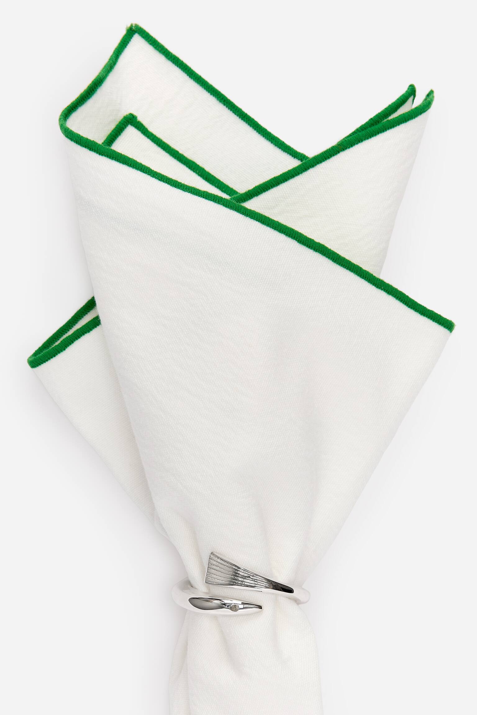 Baumwollservietten, 2er-Set - Weiß/Grün - 3