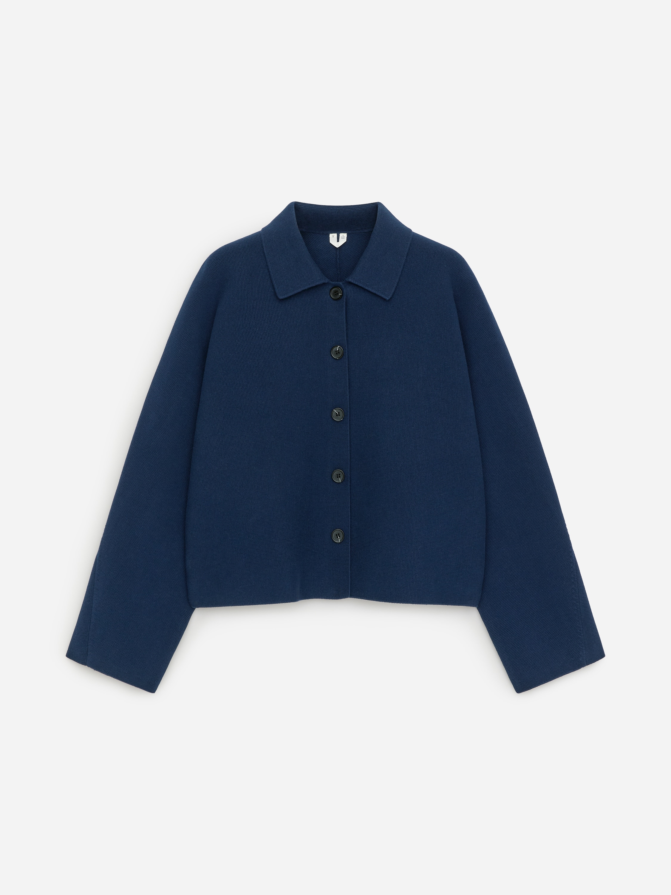 Veste en maille de coton - Bleu foncé/Beige