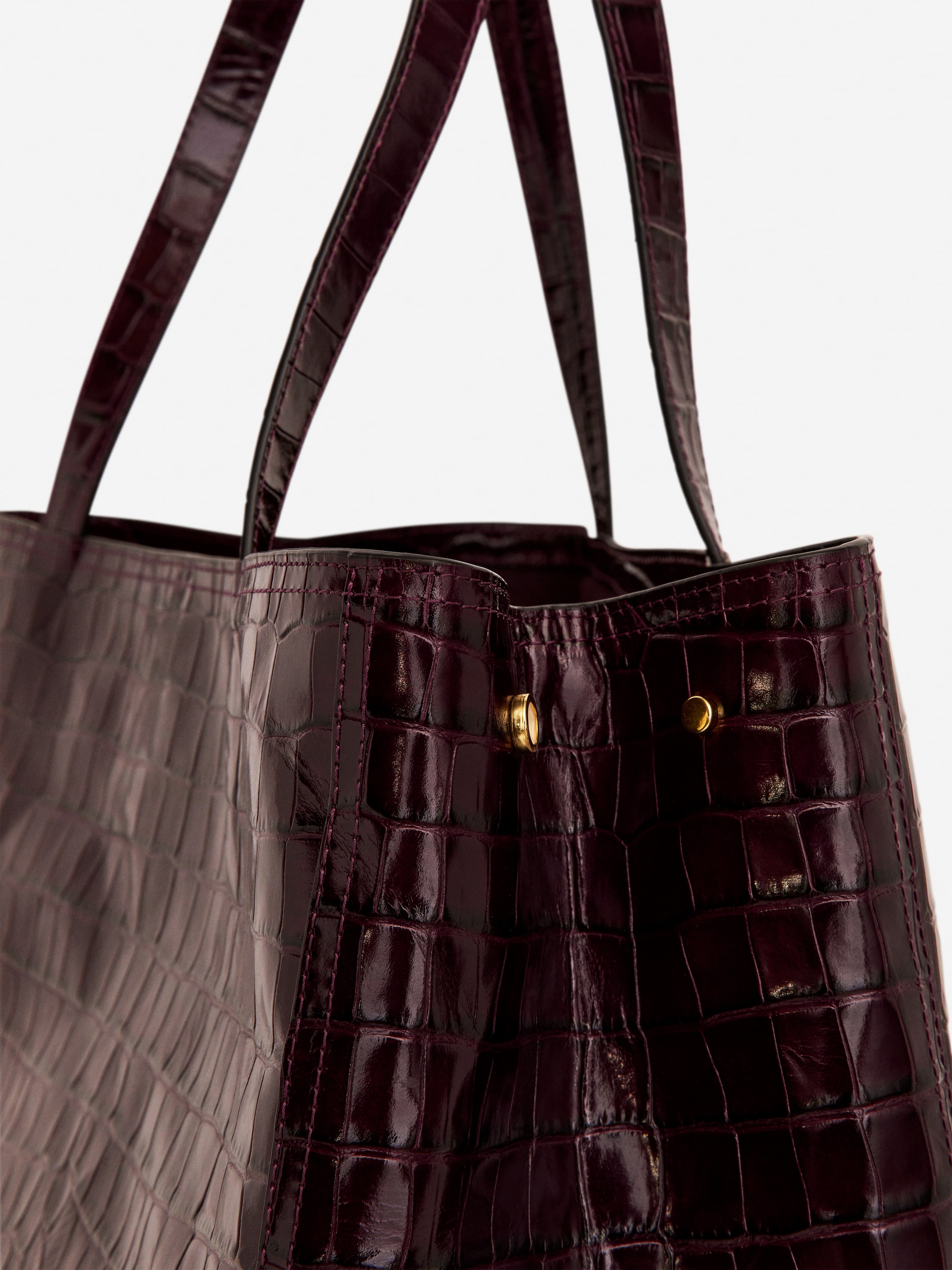 View larger image: Croc-Effect Leather Tote - Burgundy - Ladies | H&M GB 5