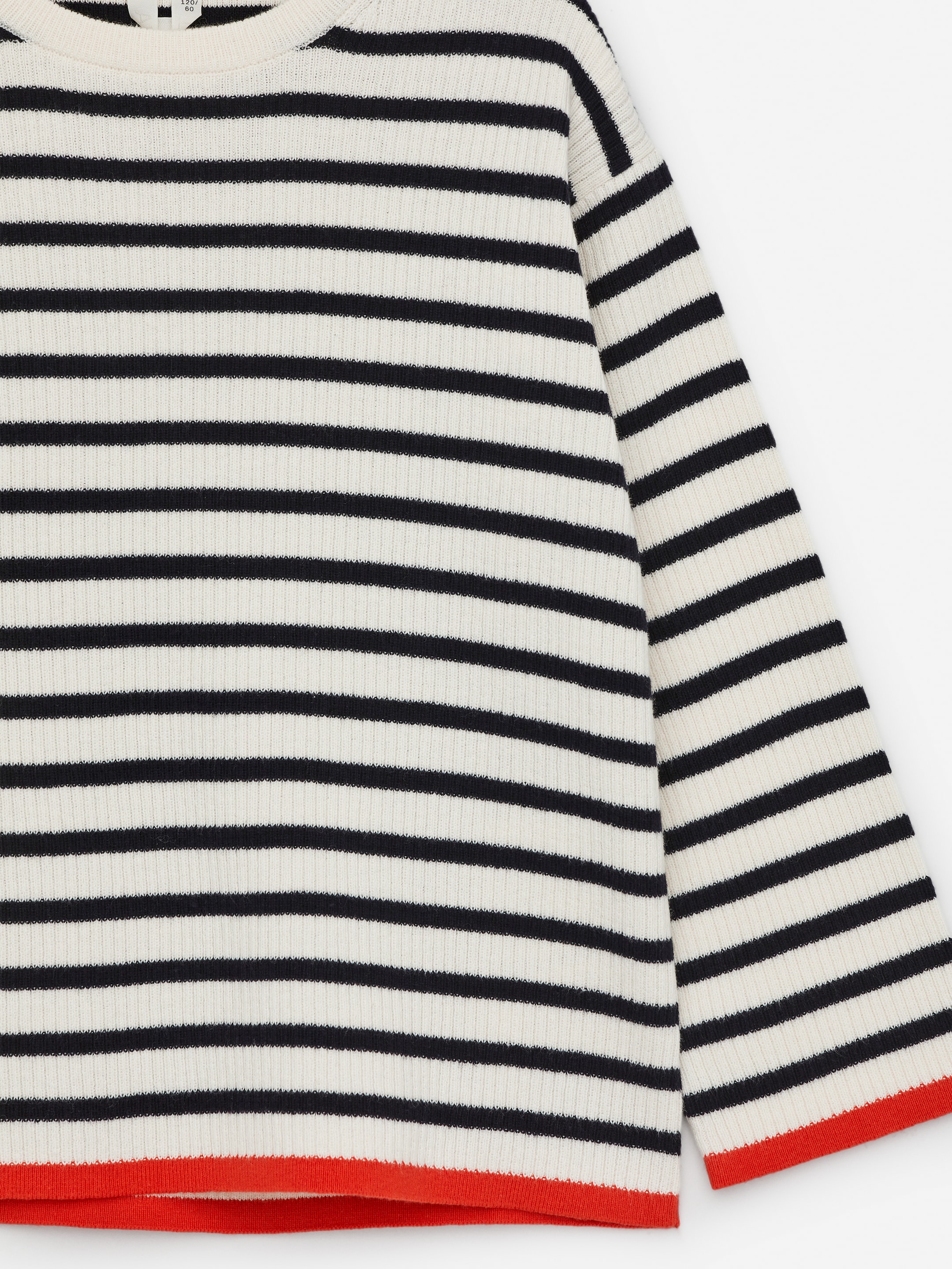 Ribbstickad bomullströja - Off-white/blå/röd - Oversized - Children - StillMedia/DescriptiveDetail - 1