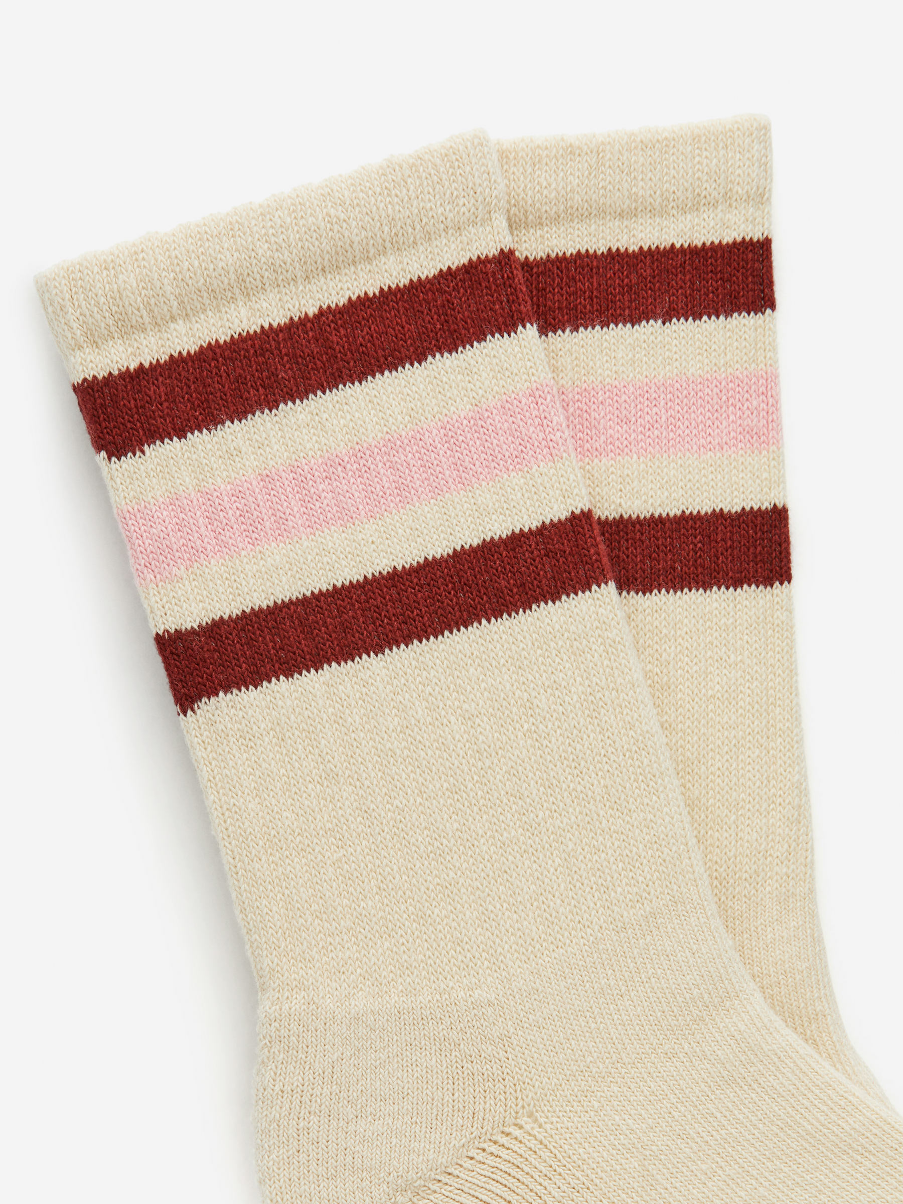Sporty Cotton Socks - Light Beige/Dark Red - Women - StillMedia/DescriptiveDetail - 1