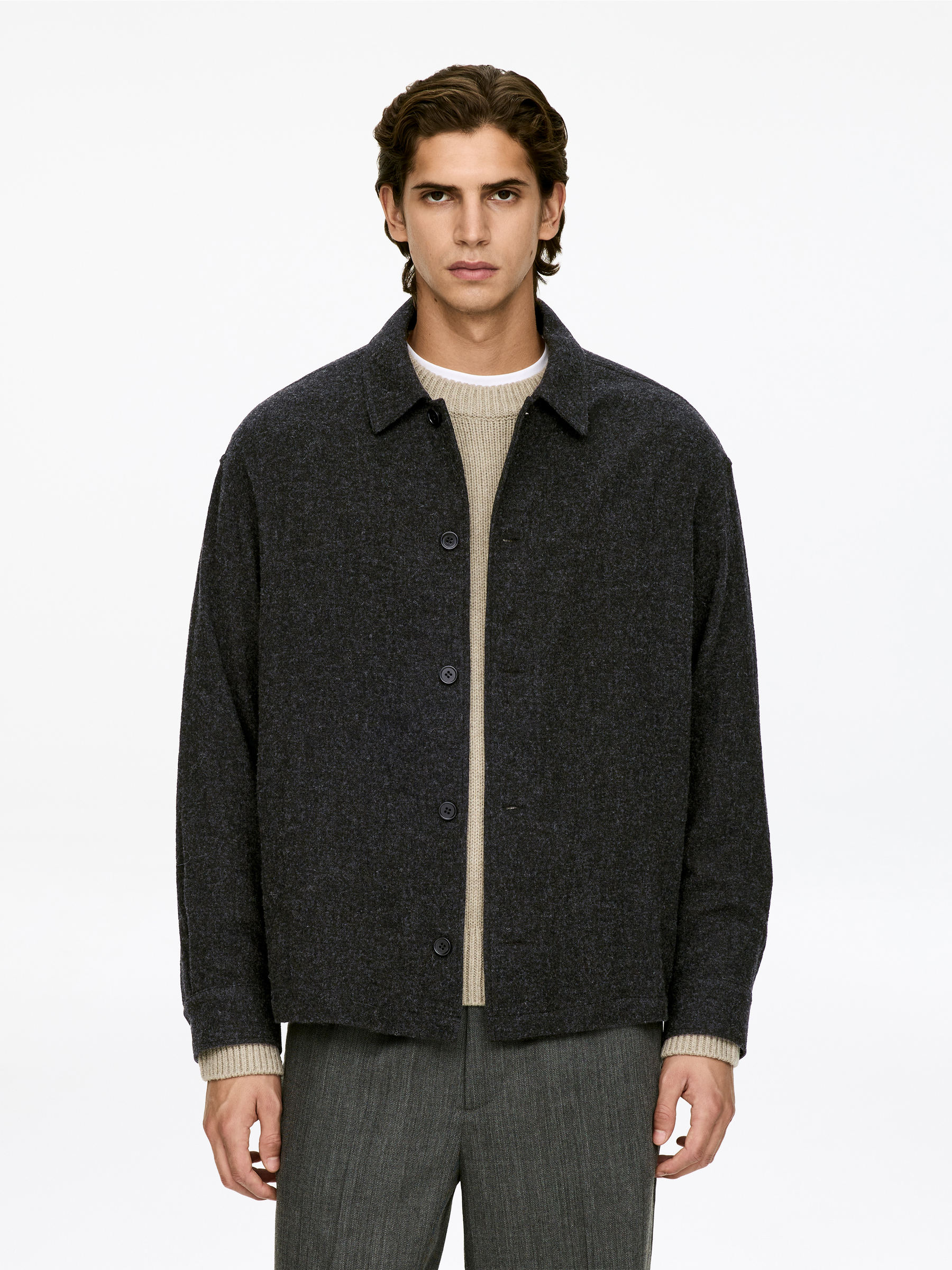 Relaxed Overshirt-#494A4F-13664