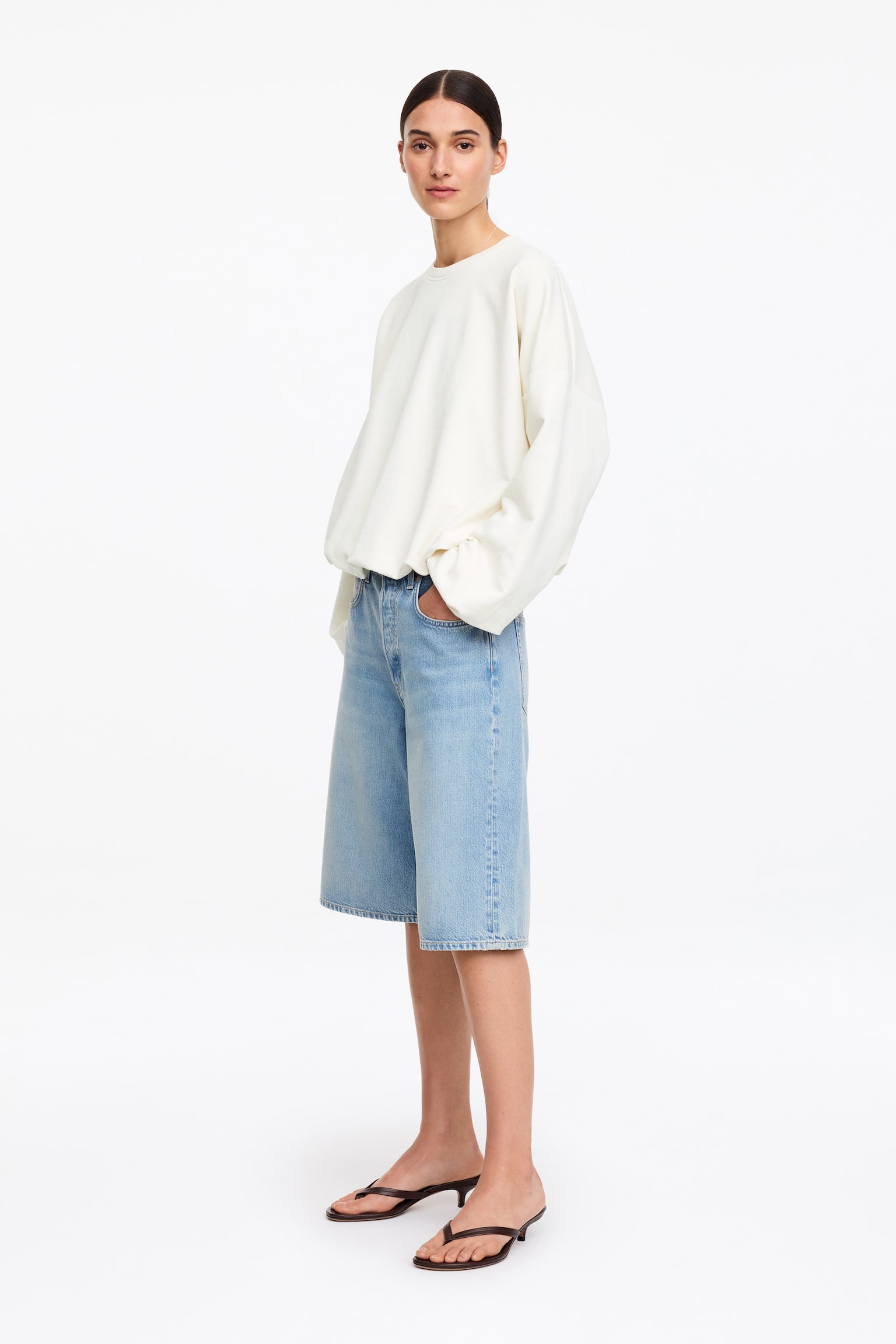 Sweat bouffant - Blanc cassé/Noir/Marron - 5