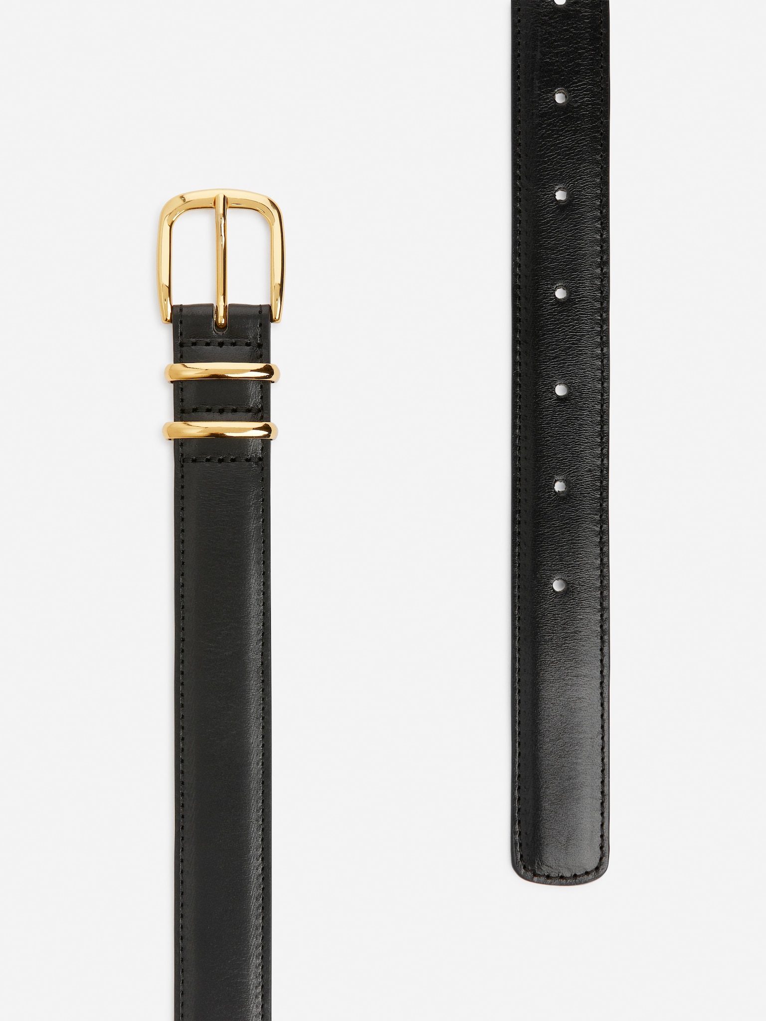 Leather Belt - Black/Black - 2
