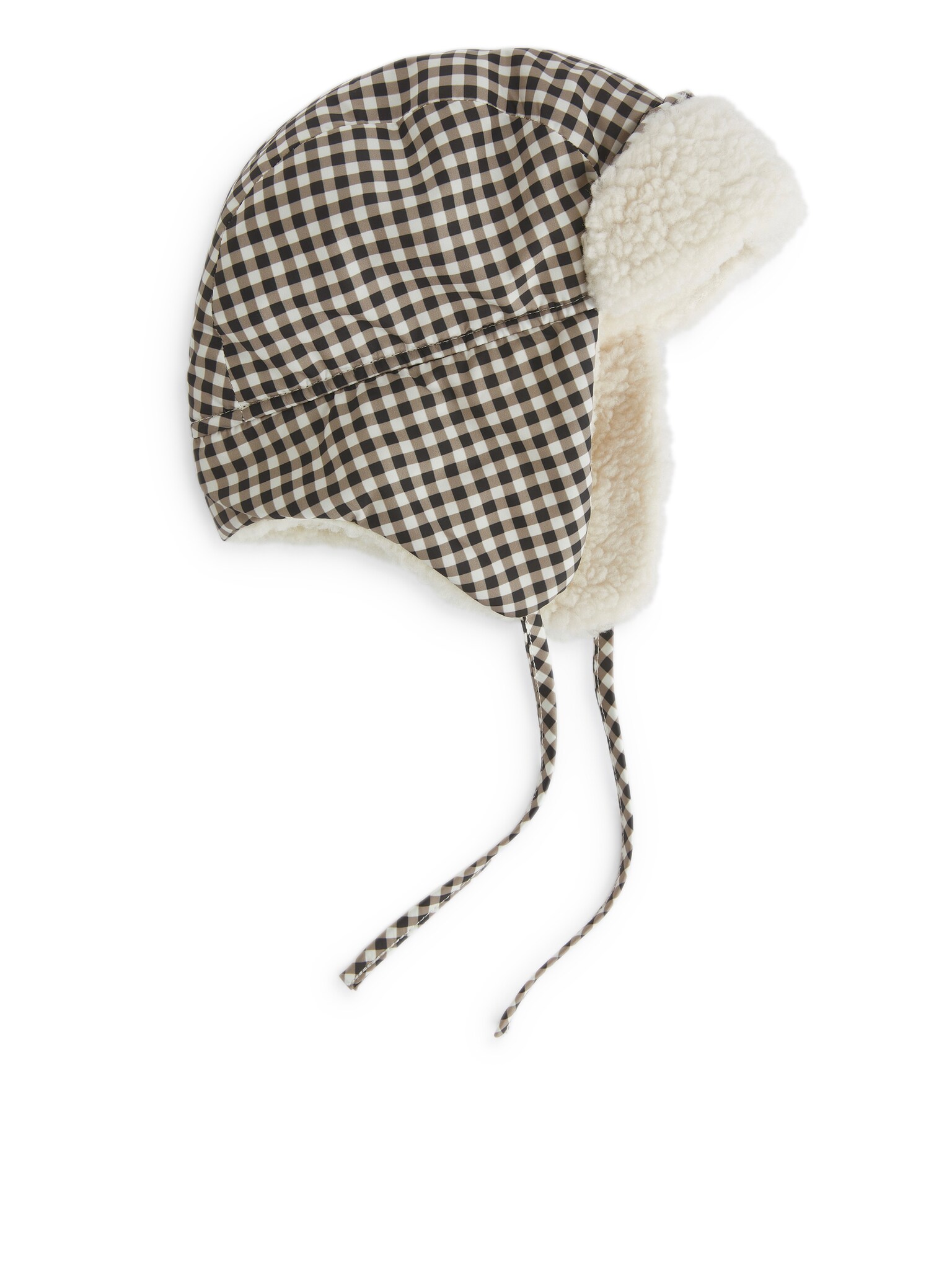 Kappe mit Ohrenklappen und Teddyfutter - Weiß/Schwarz - 1