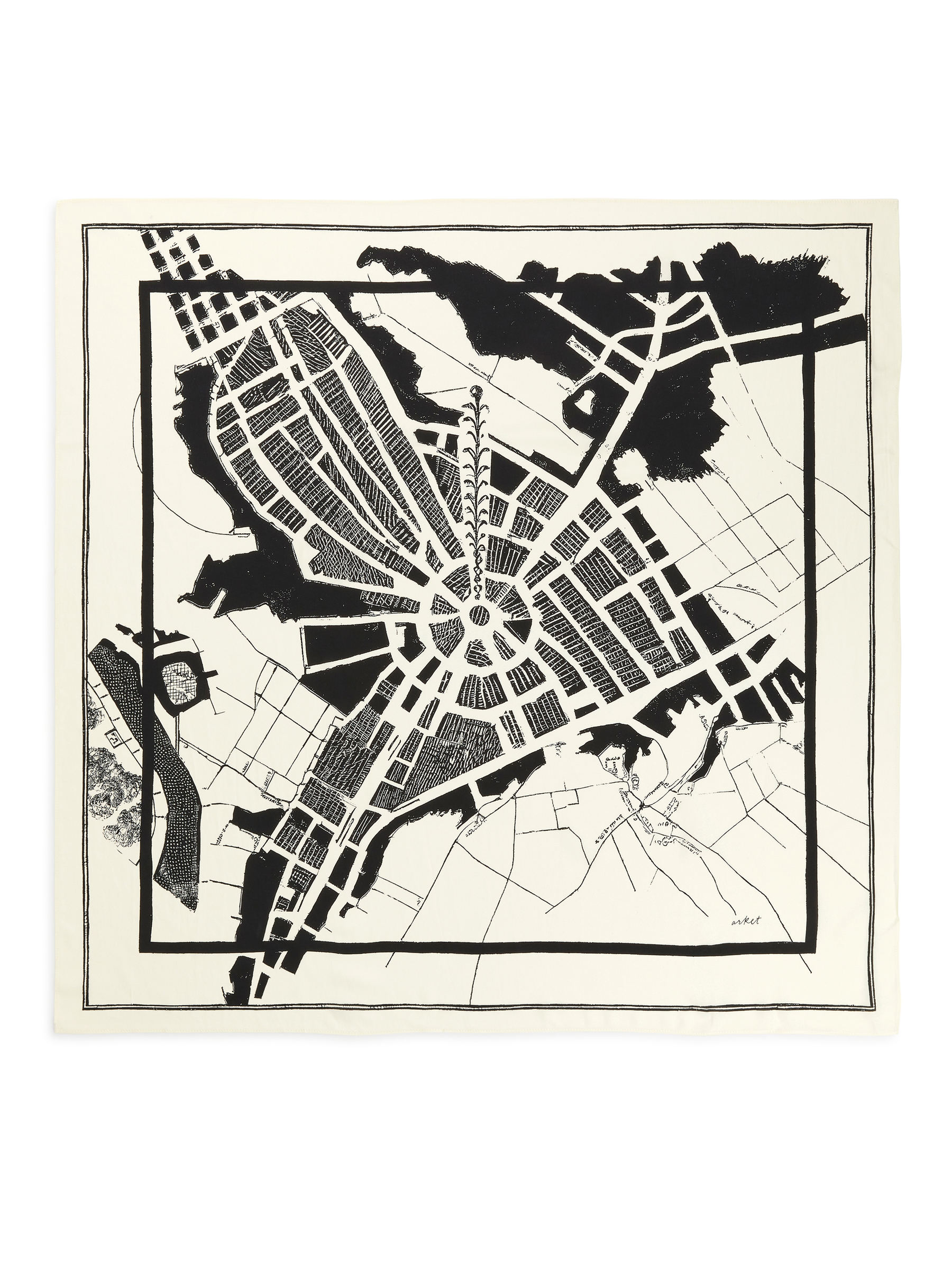 Printed Silk Scarf - Off White/Black - Women - StillMedia/DescriptiveStillLife - 1