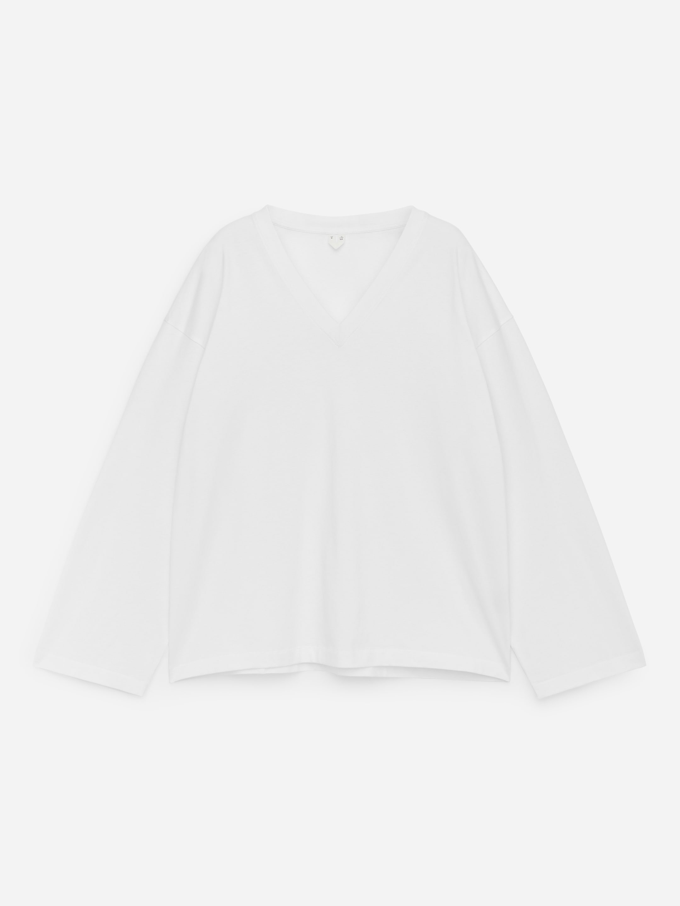 Relaxed V-Neck T-Shirt-White-18118