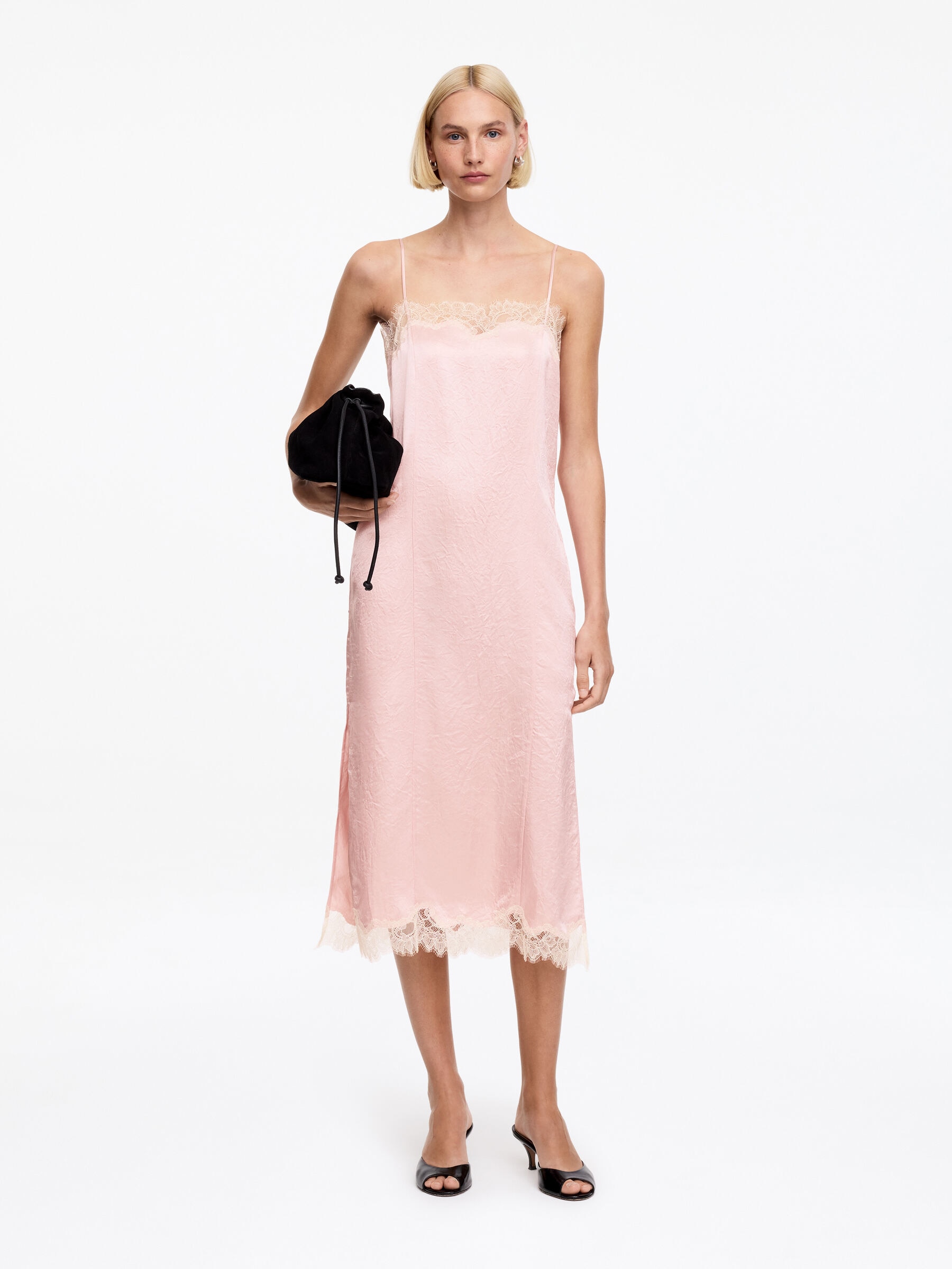 Lace-Trimmed Slip Dress-#D6B8B9-19228