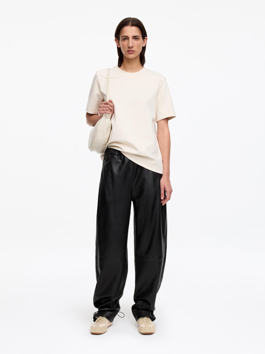 ARKET Women's  Relaxed Leather Trousers Black,  size 36