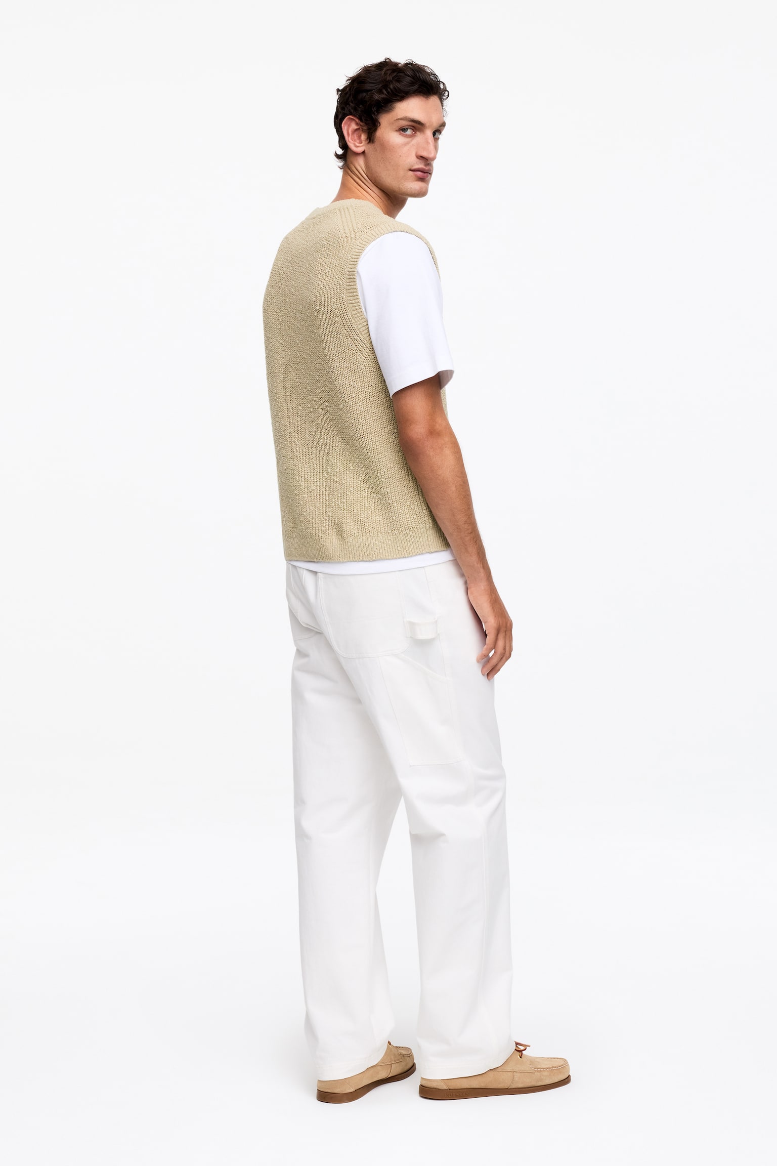 Slipover i bomull och linne - Beige - 4