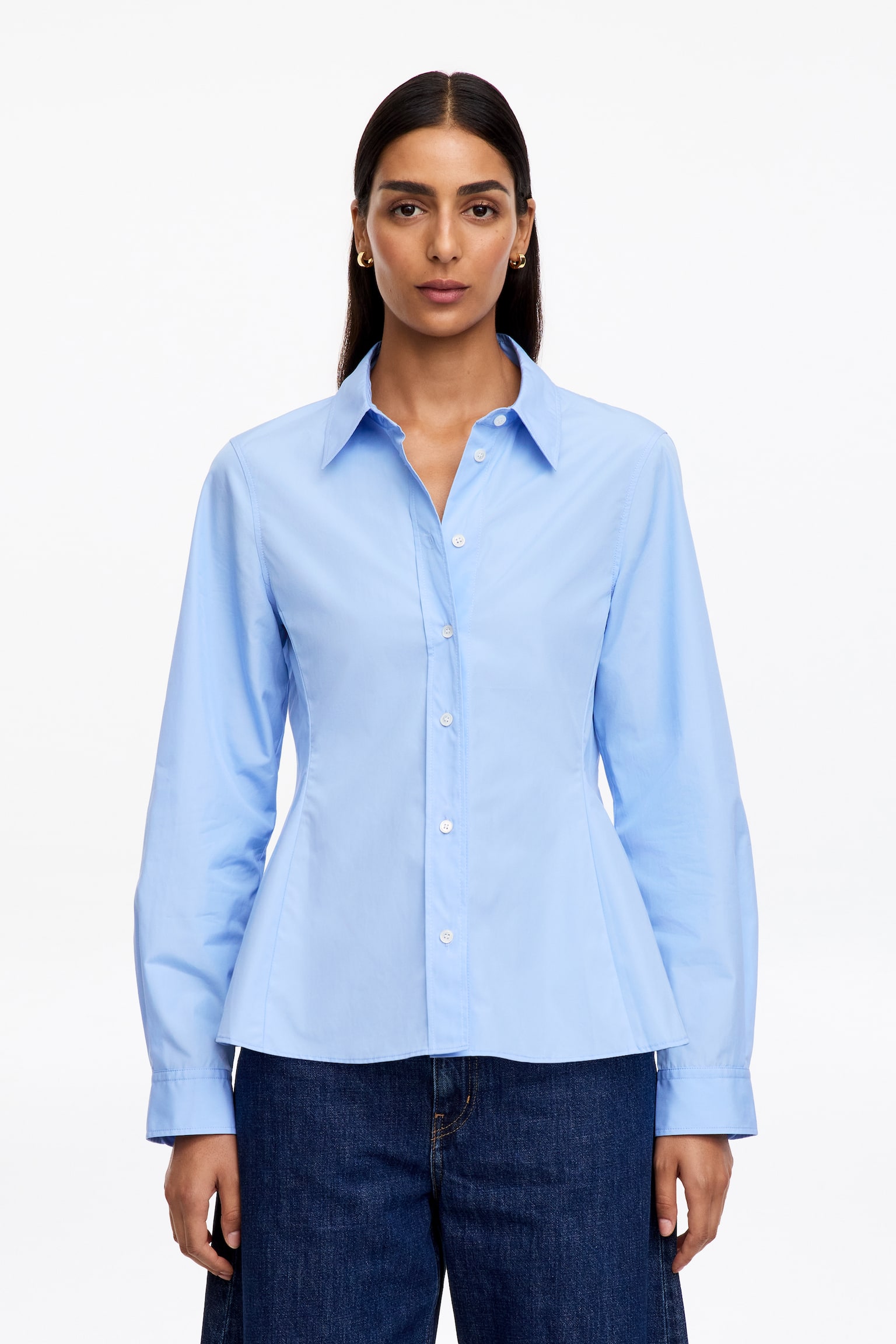 Chemise cintrée en popeline de coton - 1