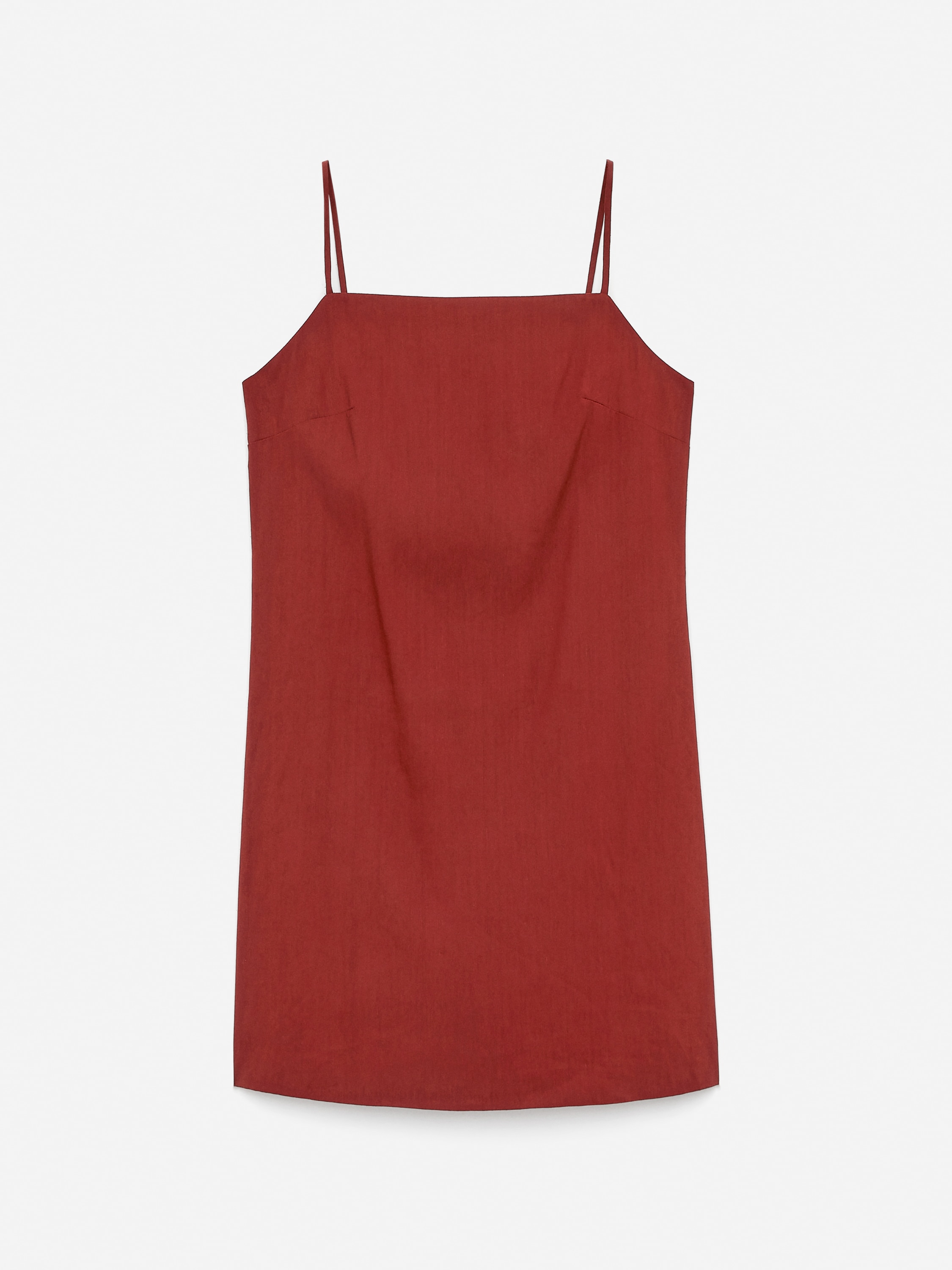 Abito in misto lino con spalline - Ruggine