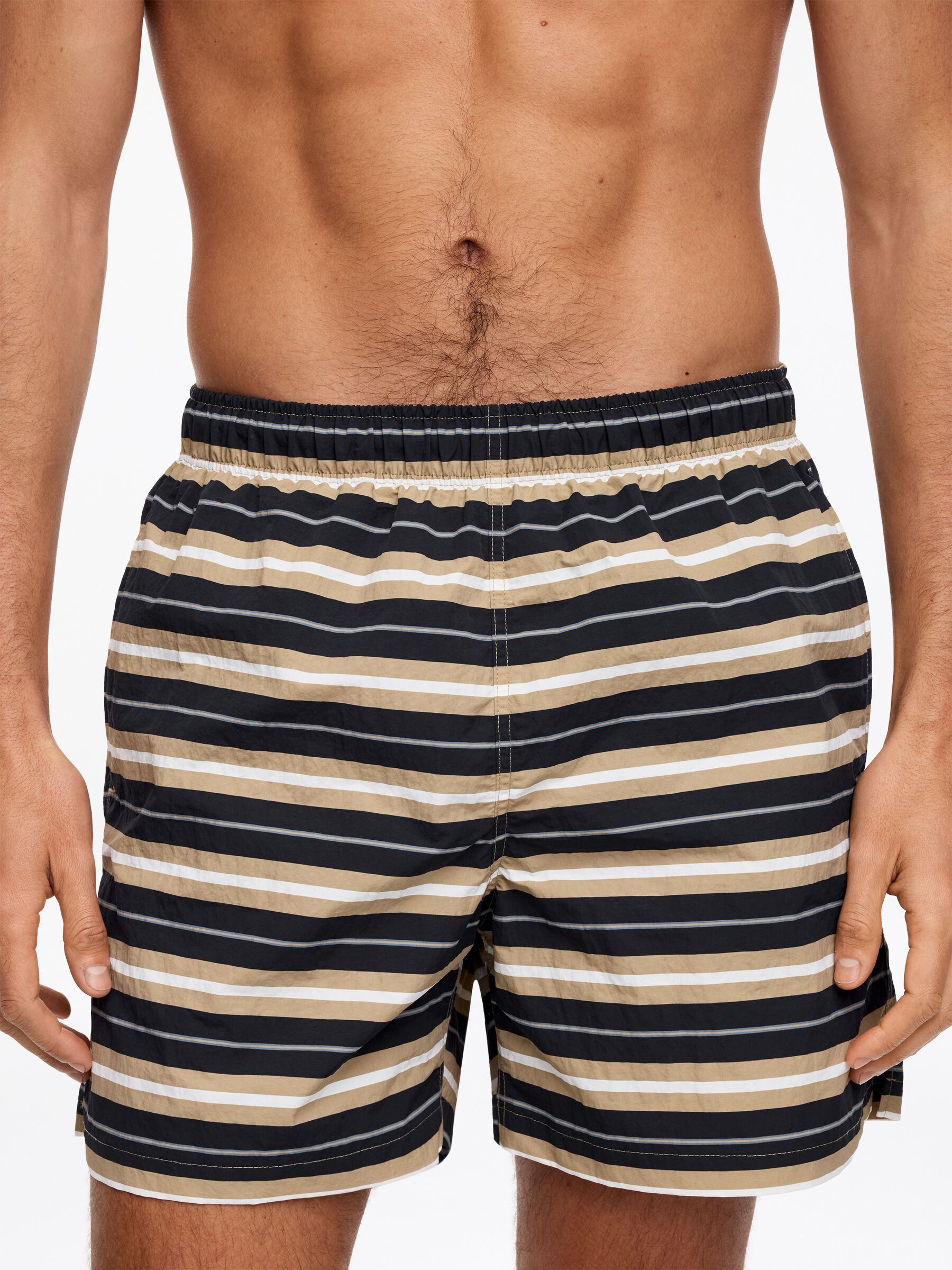 Allover-Printed Swim Shorts - Beige/Striped - Men - StillMedia/Lookbook - 4
