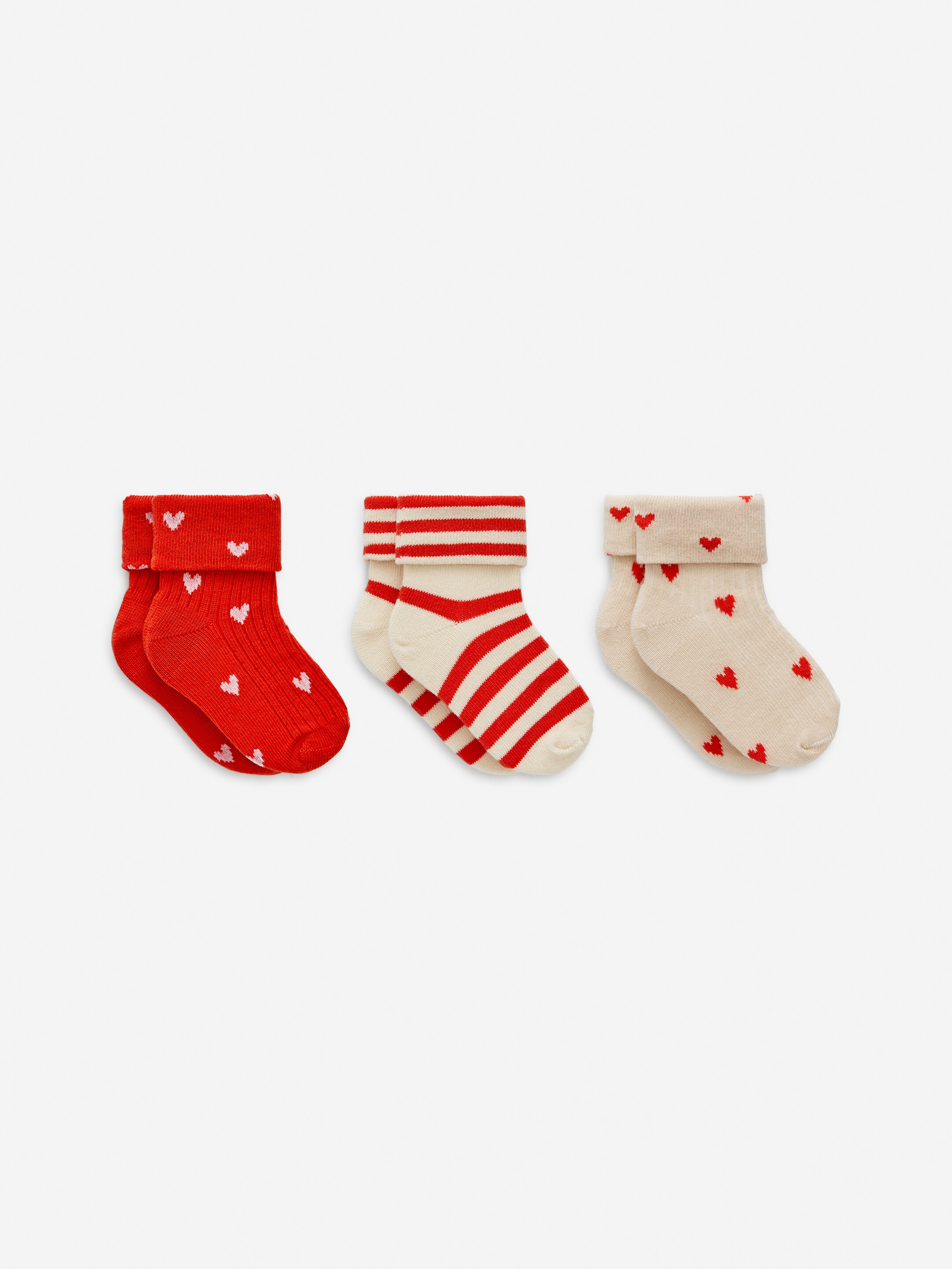 Grösseres Bild ansehen: Gerippte Socken, 3er-Pack - Rot/Beige - KINDER | H&M CH 1