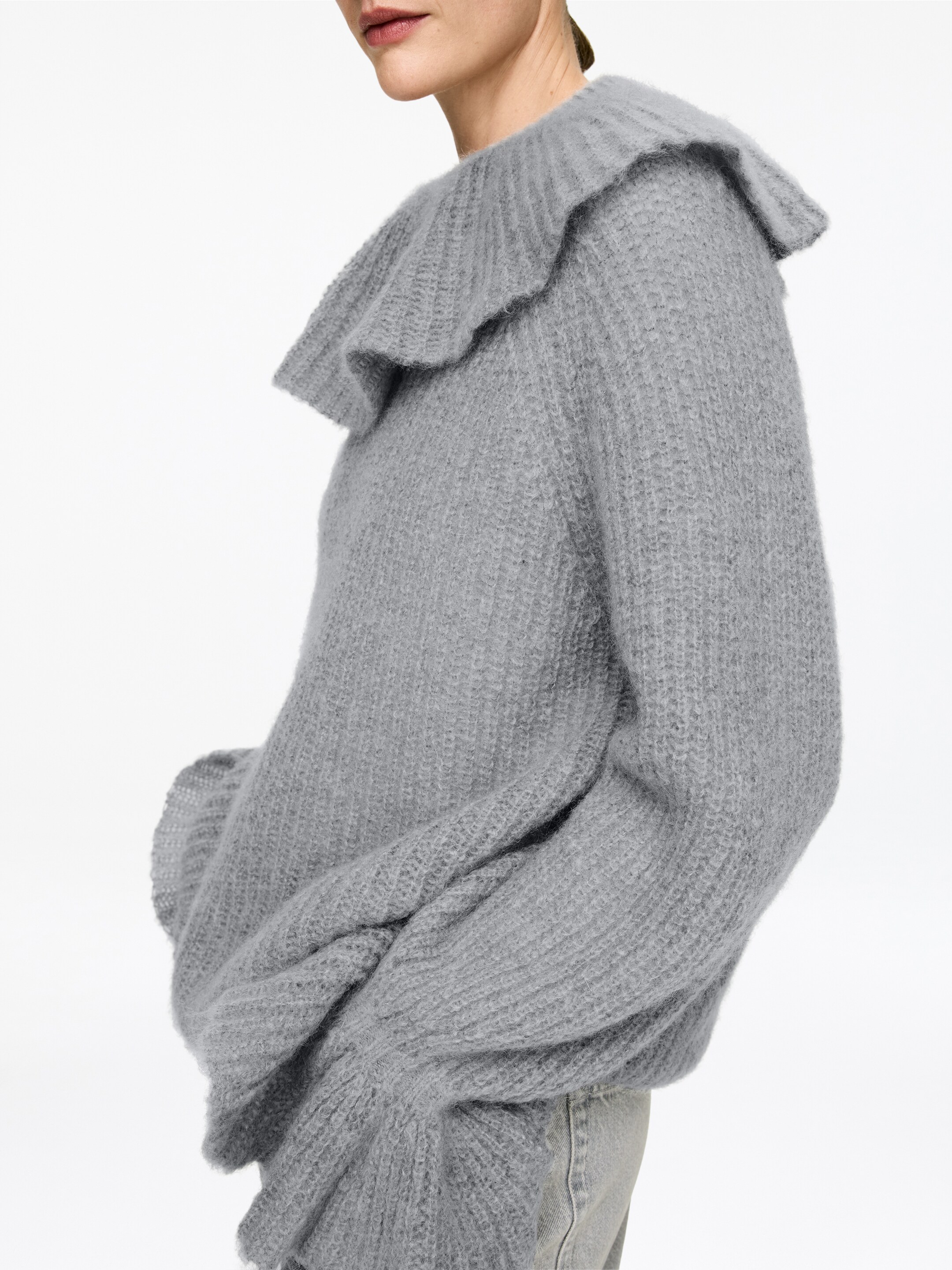 Ver imagen más grande: Jersey con volantes en mezcla de mohair y lana - Gris - MUJER | H&M ES 3