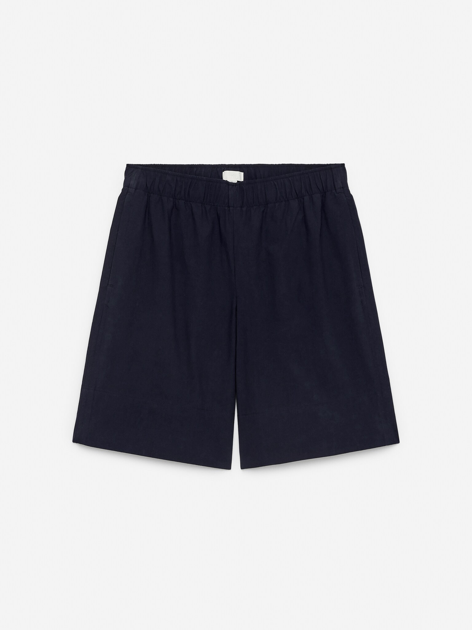 Șorturi din poplin de bumbac - Albastru închis/Bej