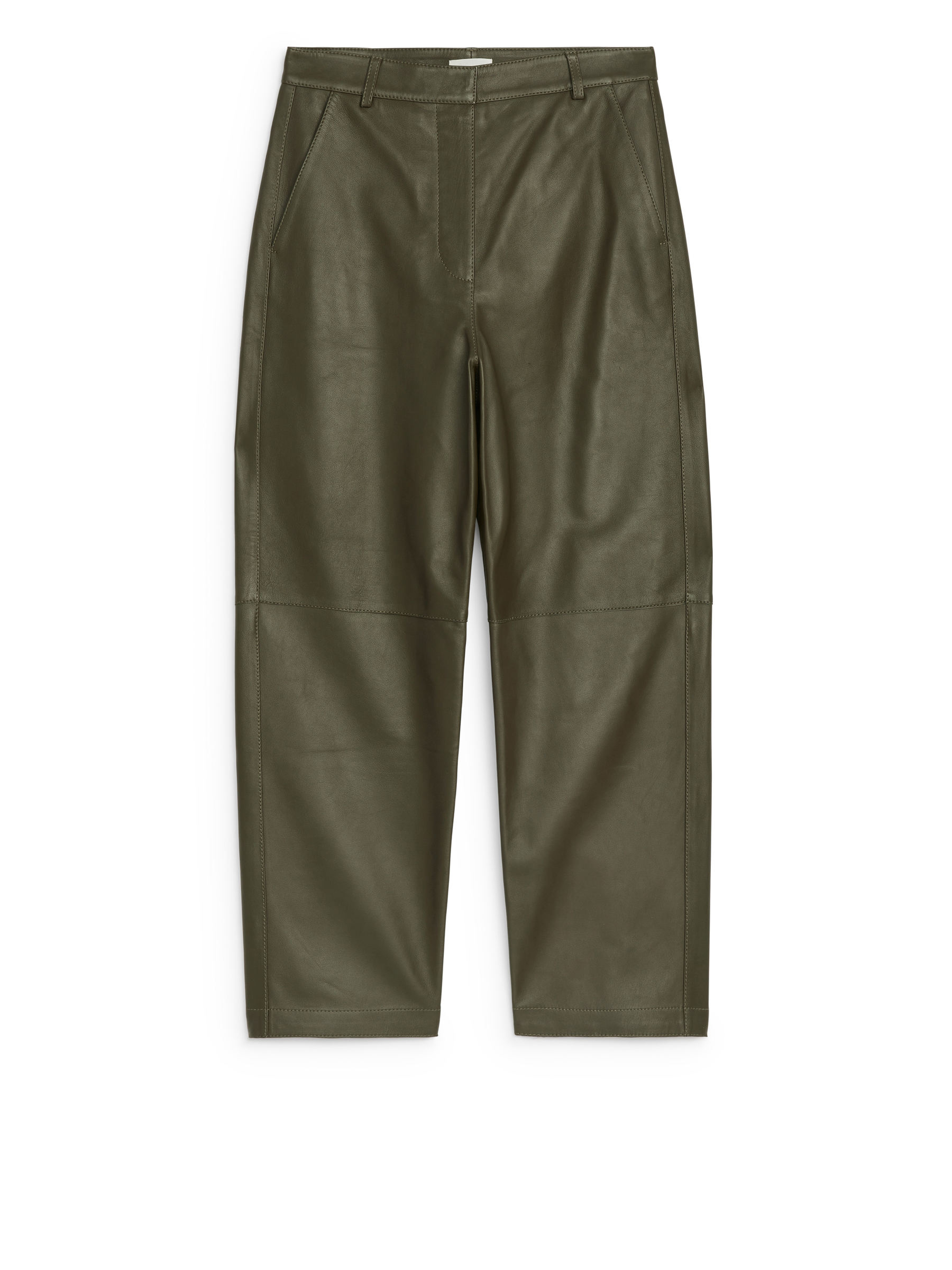 Relaxed Leather Trousers - Khaki Green - Relaxed fit - Women - StillMedia/DescriptiveStillLife - 2