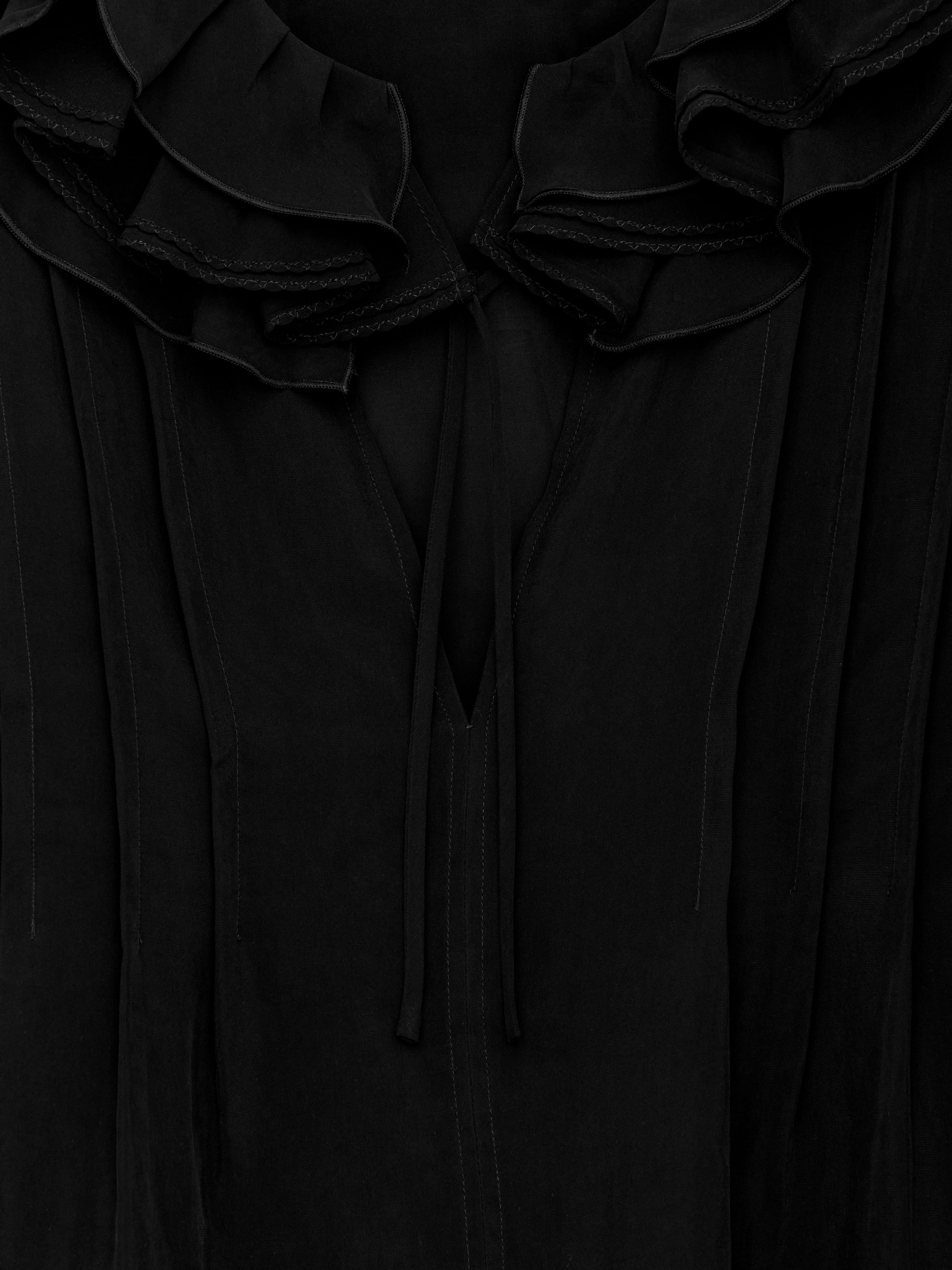 Frill-Collar Blouse - Black - Loose fit - Women - StillMedia/DescriptiveDetail - 2