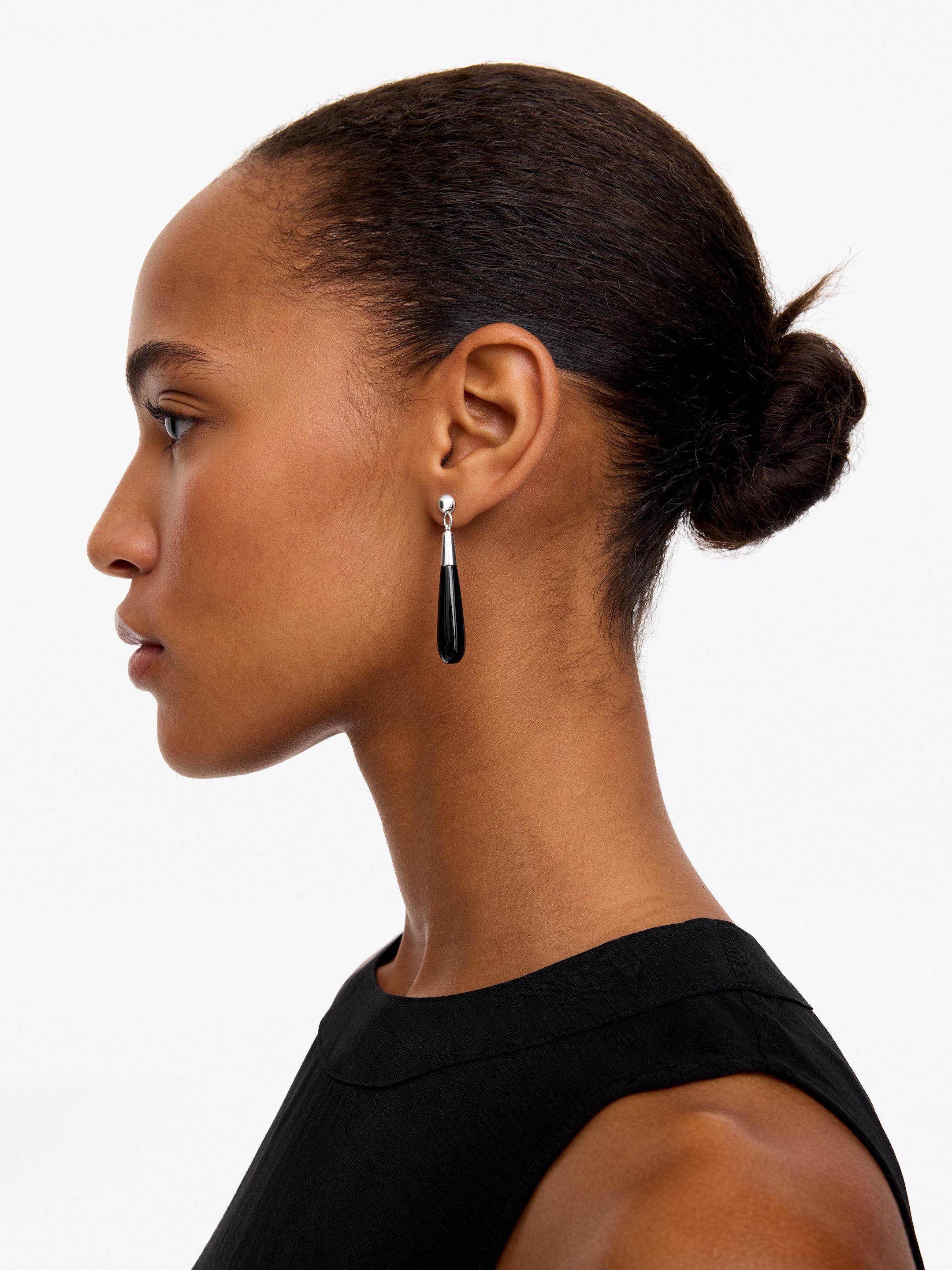 Onyx stone Earrings-Silver-coloured-20170