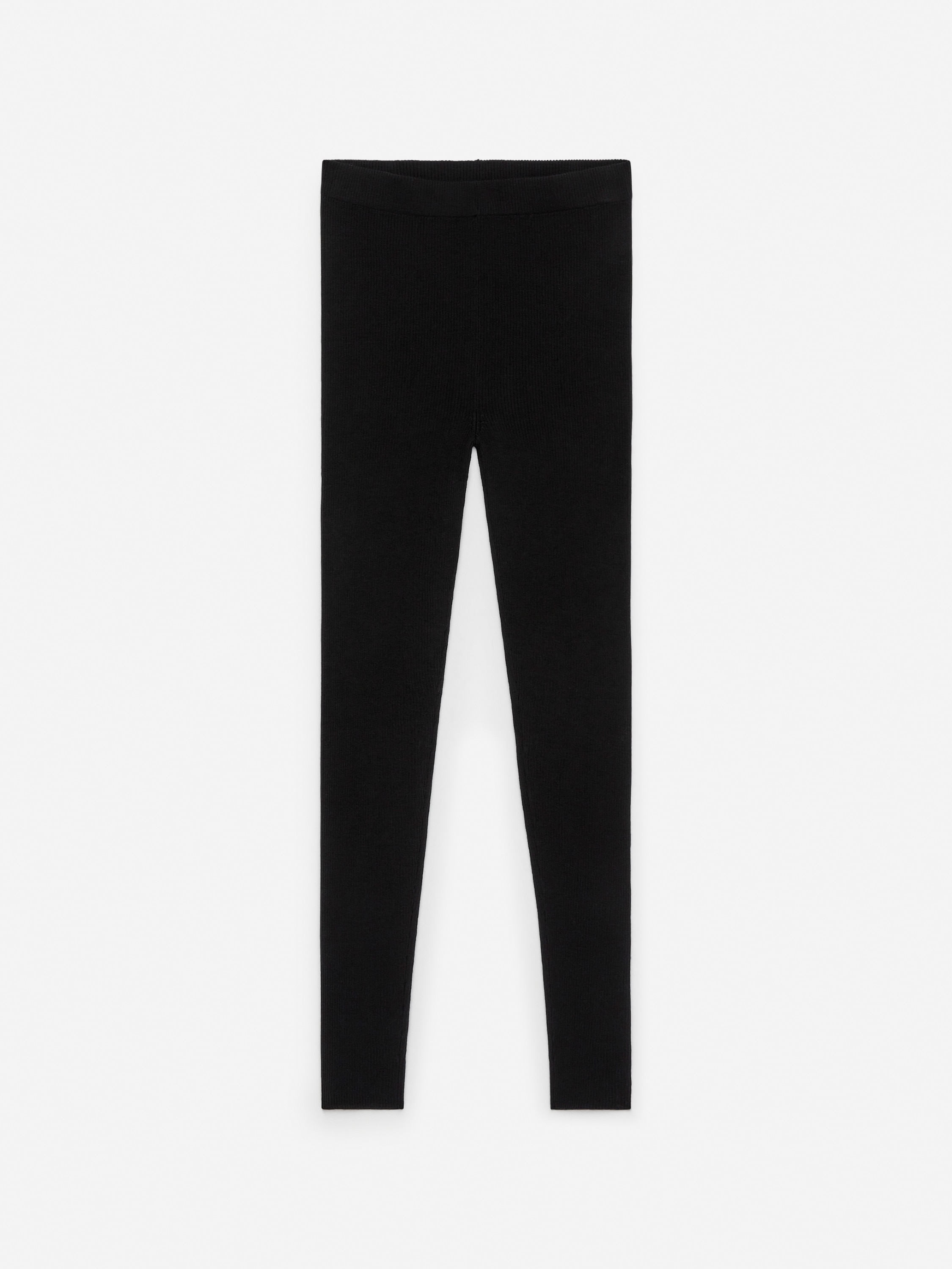 Gerippte Leggings aus Merinowolle - Schwarz